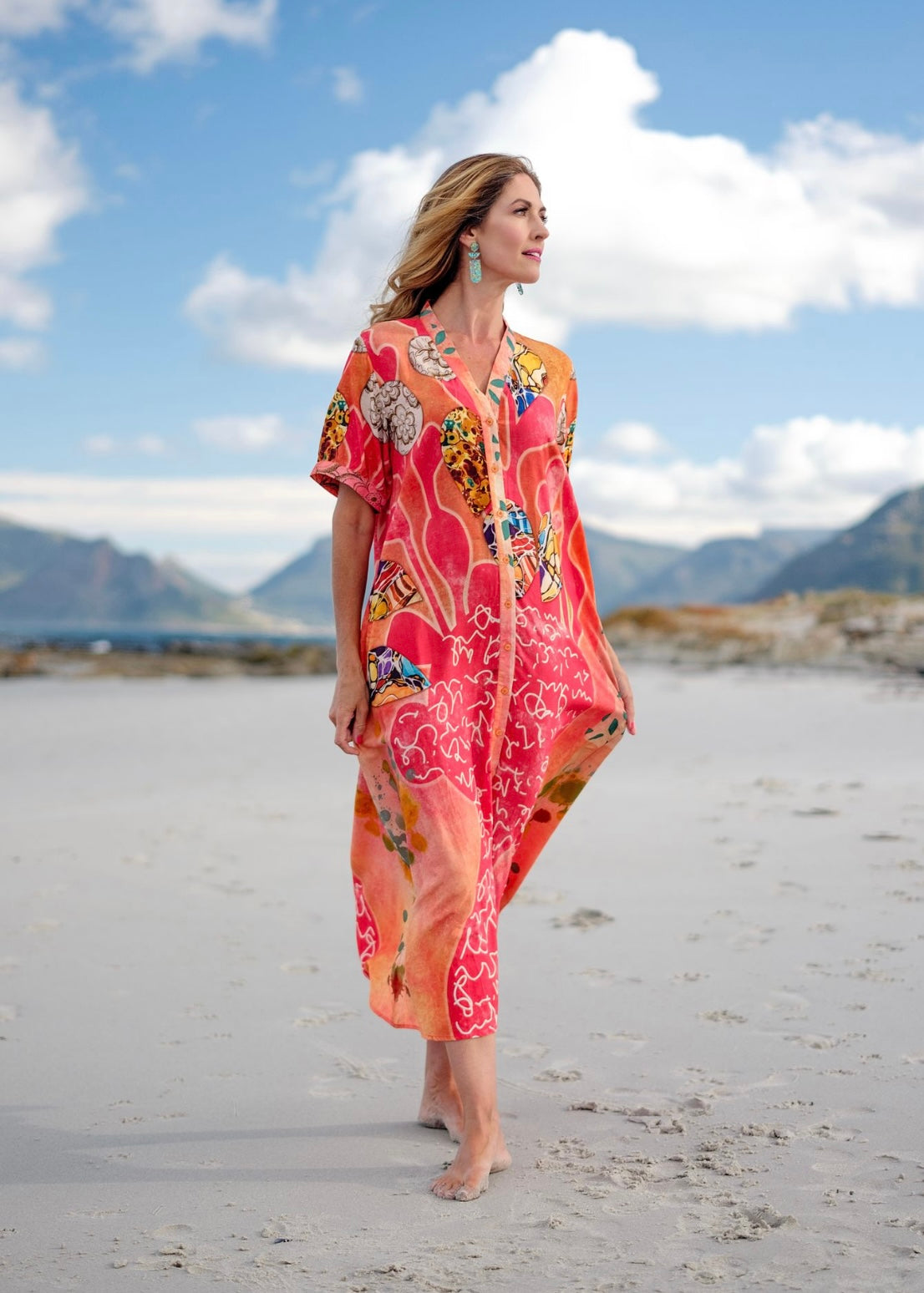 Maxine Dress in Coral Faces