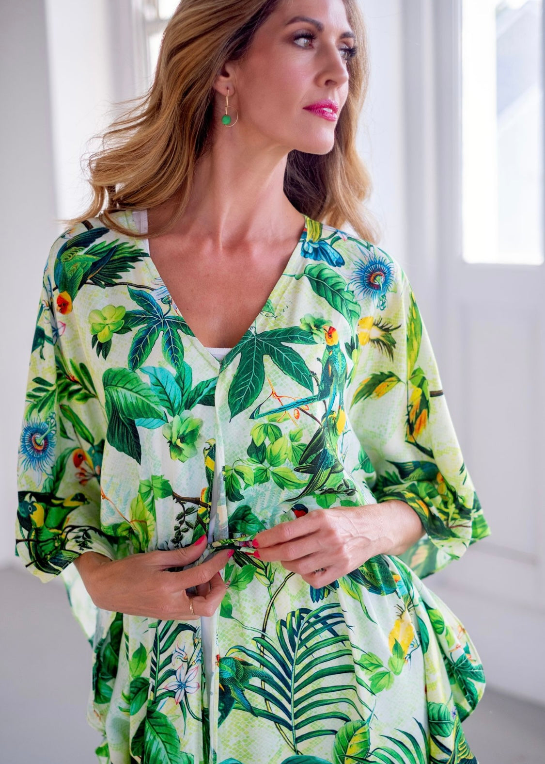 Lara Kaftan in Green Parrot