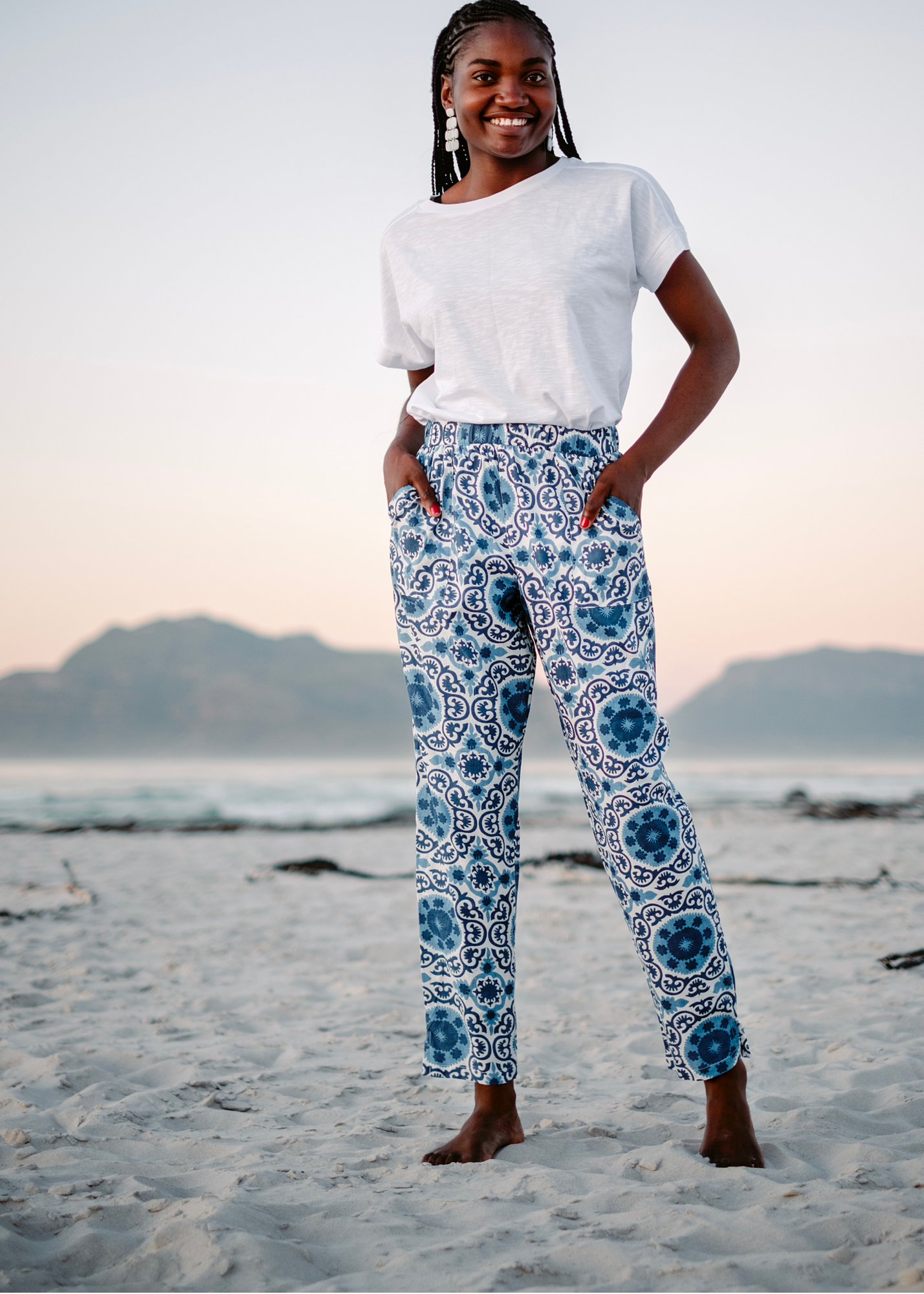 Patch Pocket Pants, Blue Circles