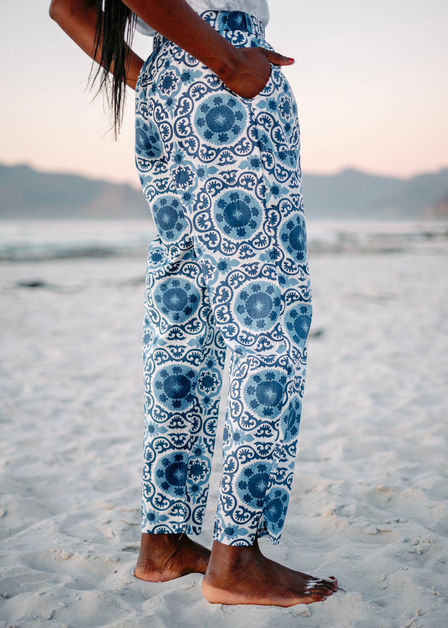 Patch Pocket Pants, Blue Circles