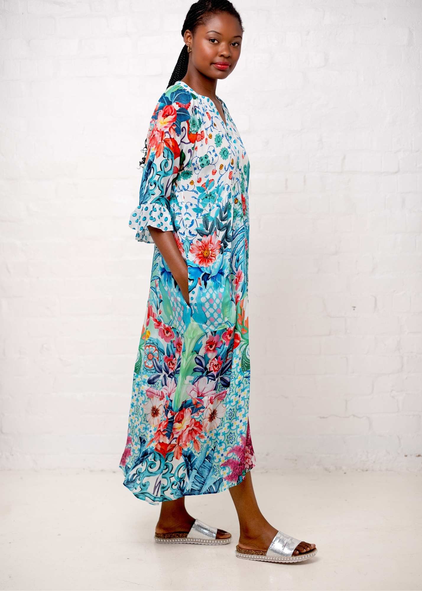 Jubilee Dress in Turquoise Dots