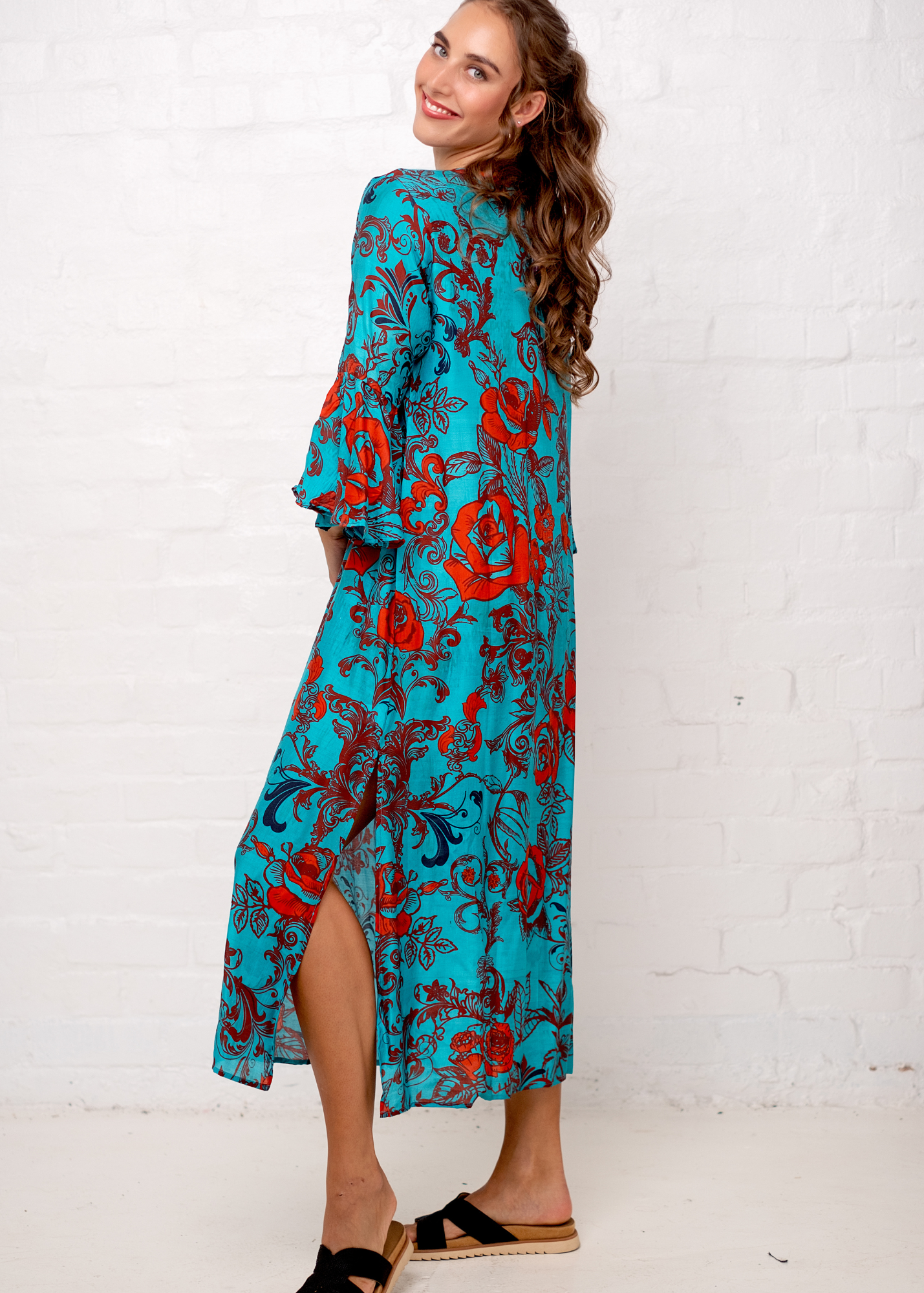 Angelica Dress in Turquoise Rose