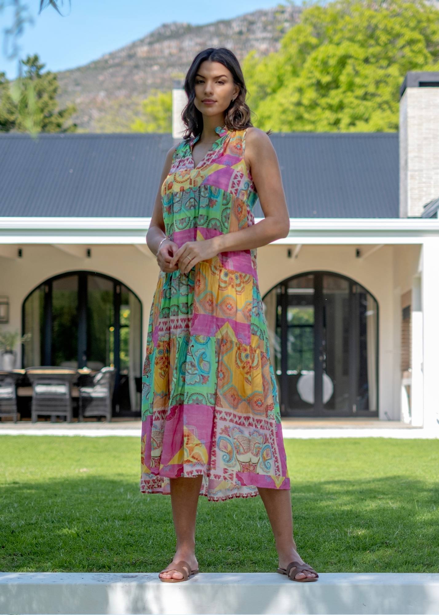 Chios dress in Pastel Rainbow