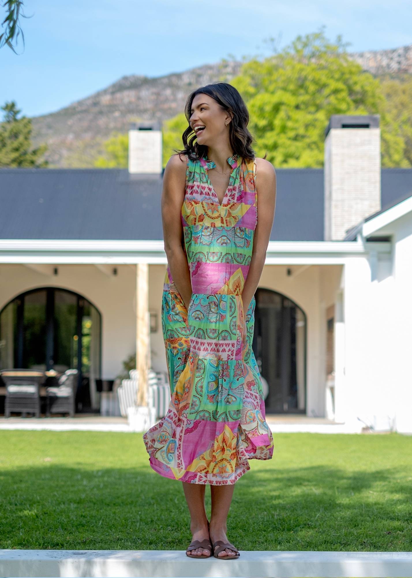 Chios dress in Pastel Rainbow