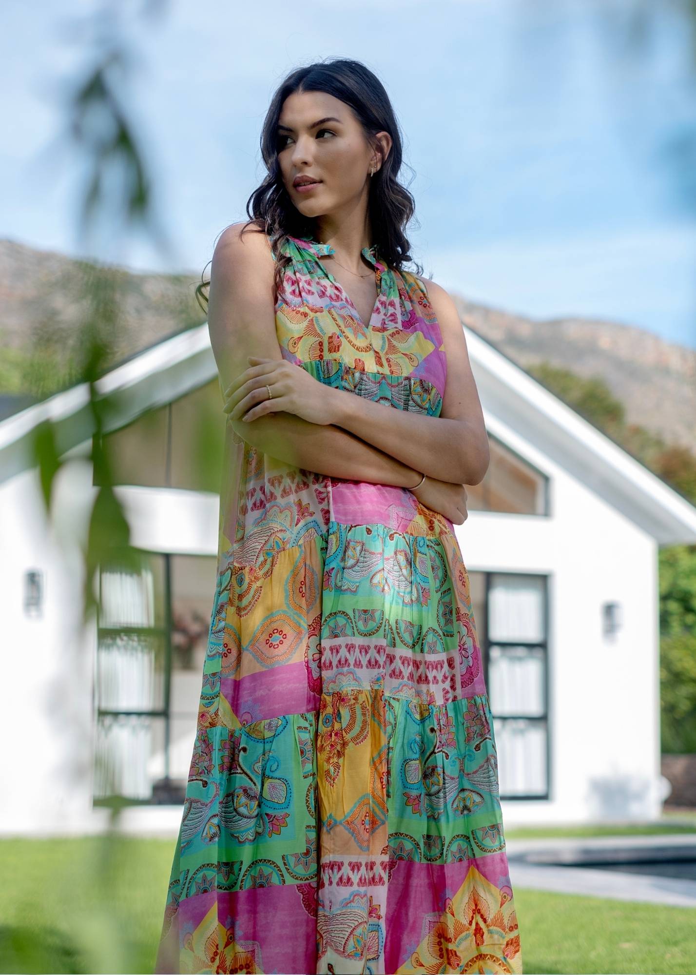 Chios dress in Pastel Rainbow