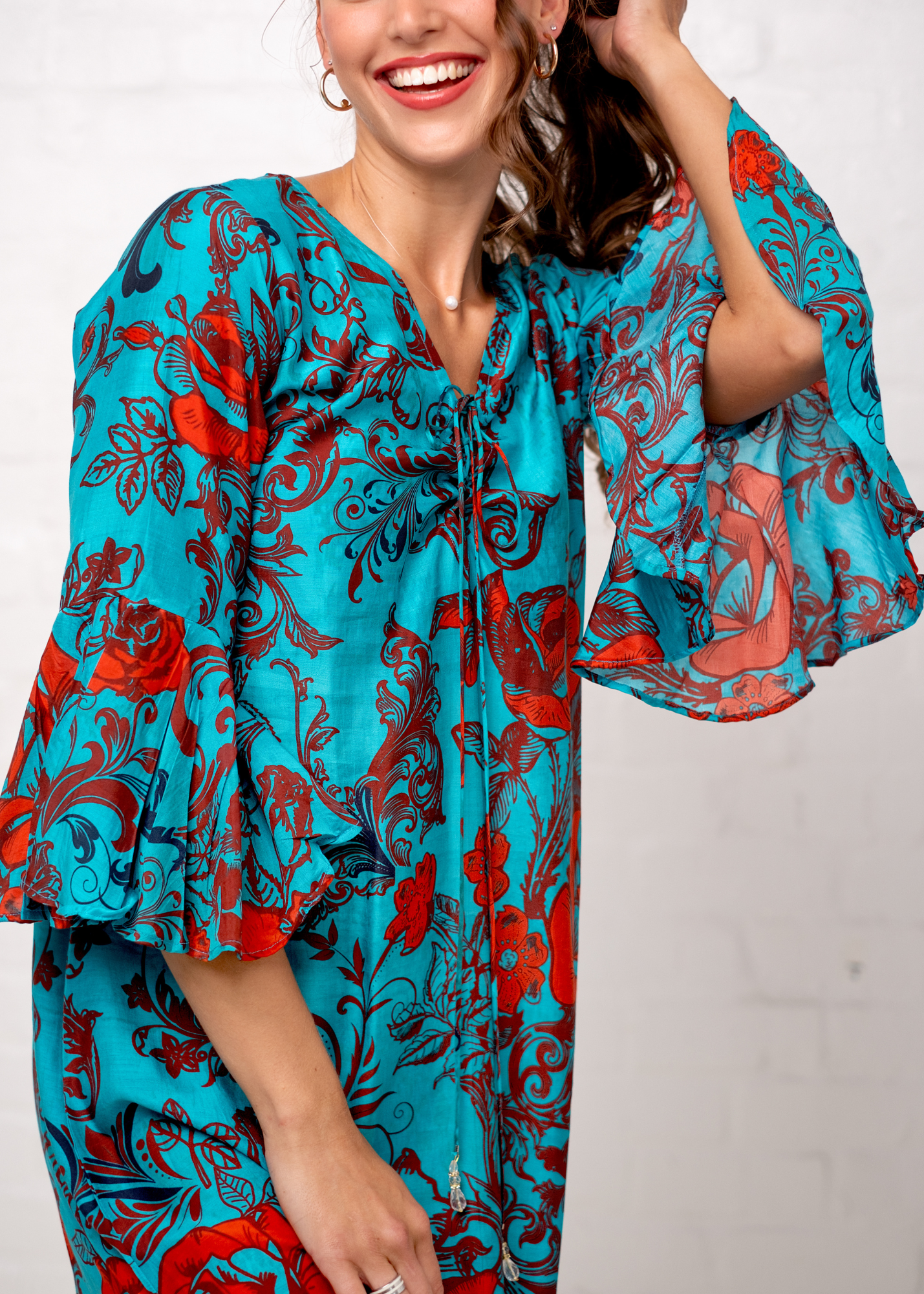 Angelica Dress in Turquoise Rose