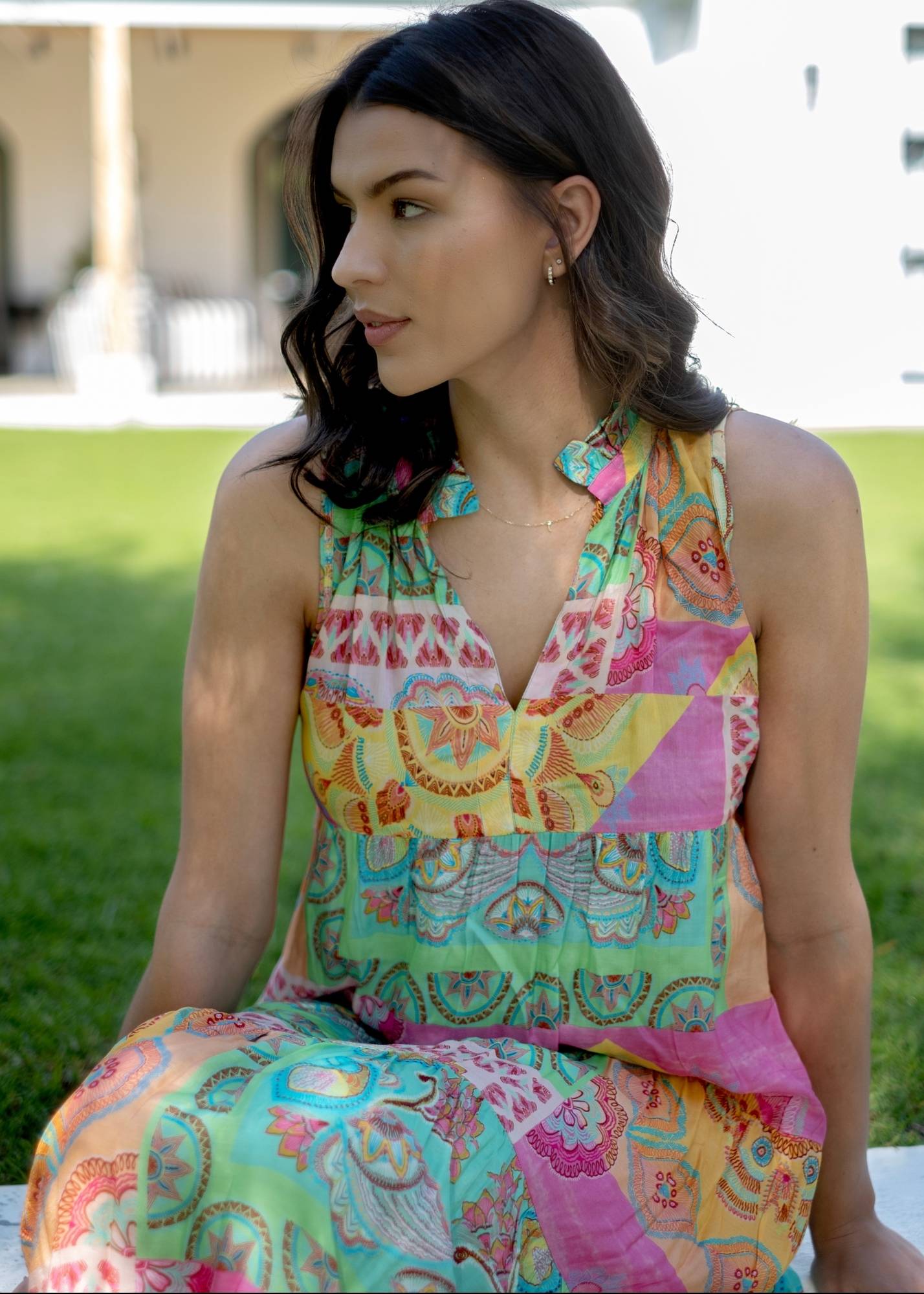 Chios dress in Pastel Rainbow