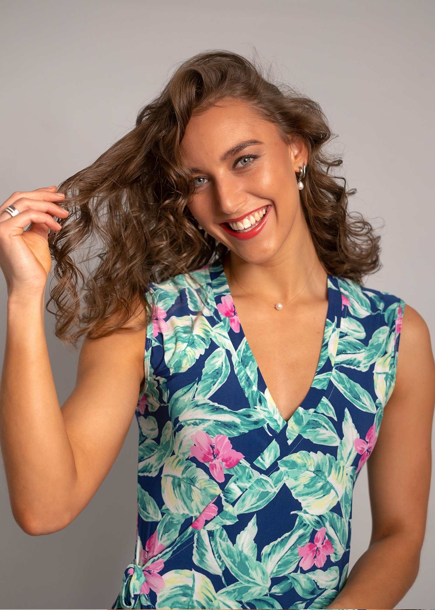 Sleeveless Maxi Wrap dress , Blue and Pink Floral