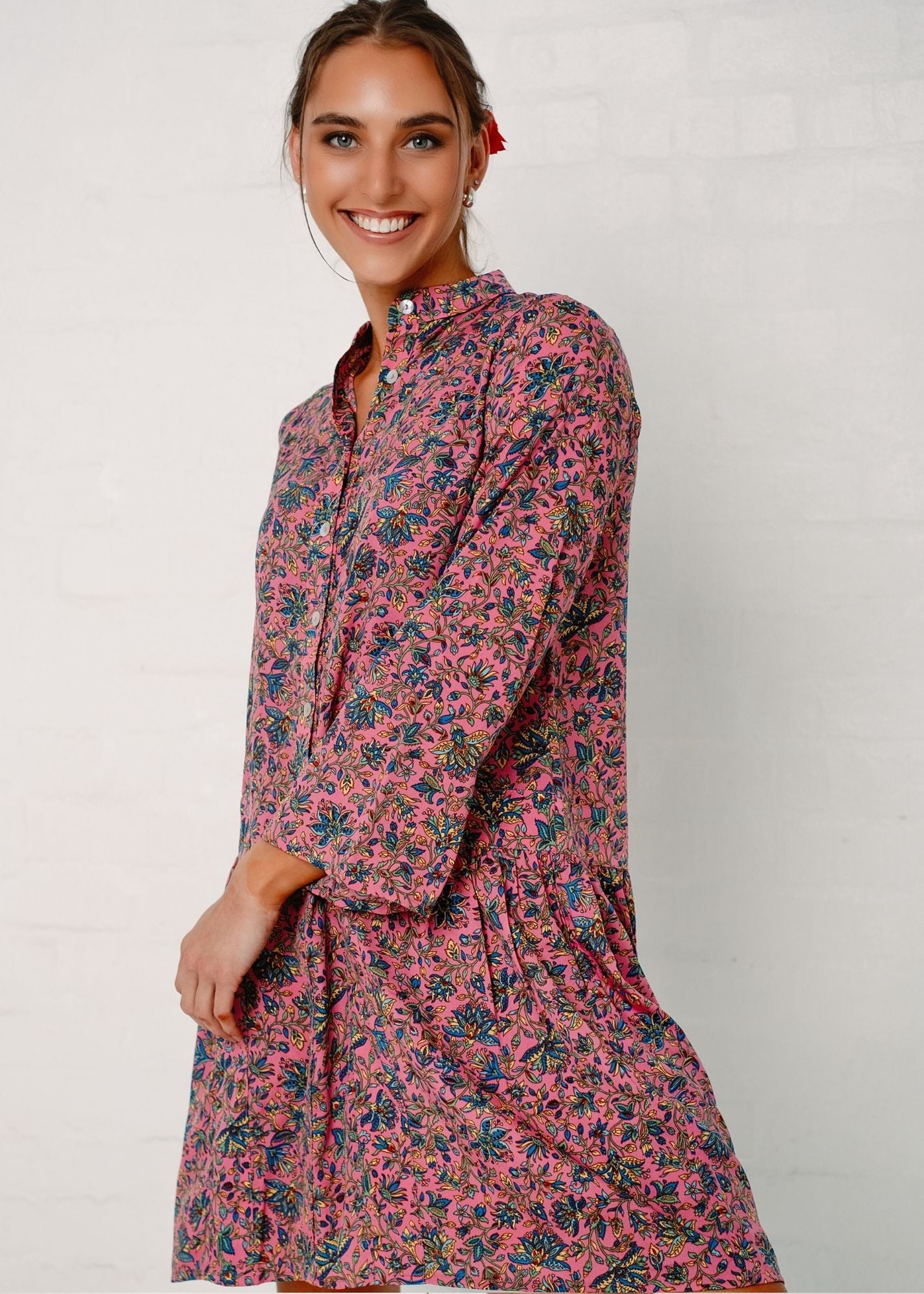 Annabel Dress in Pink Floral