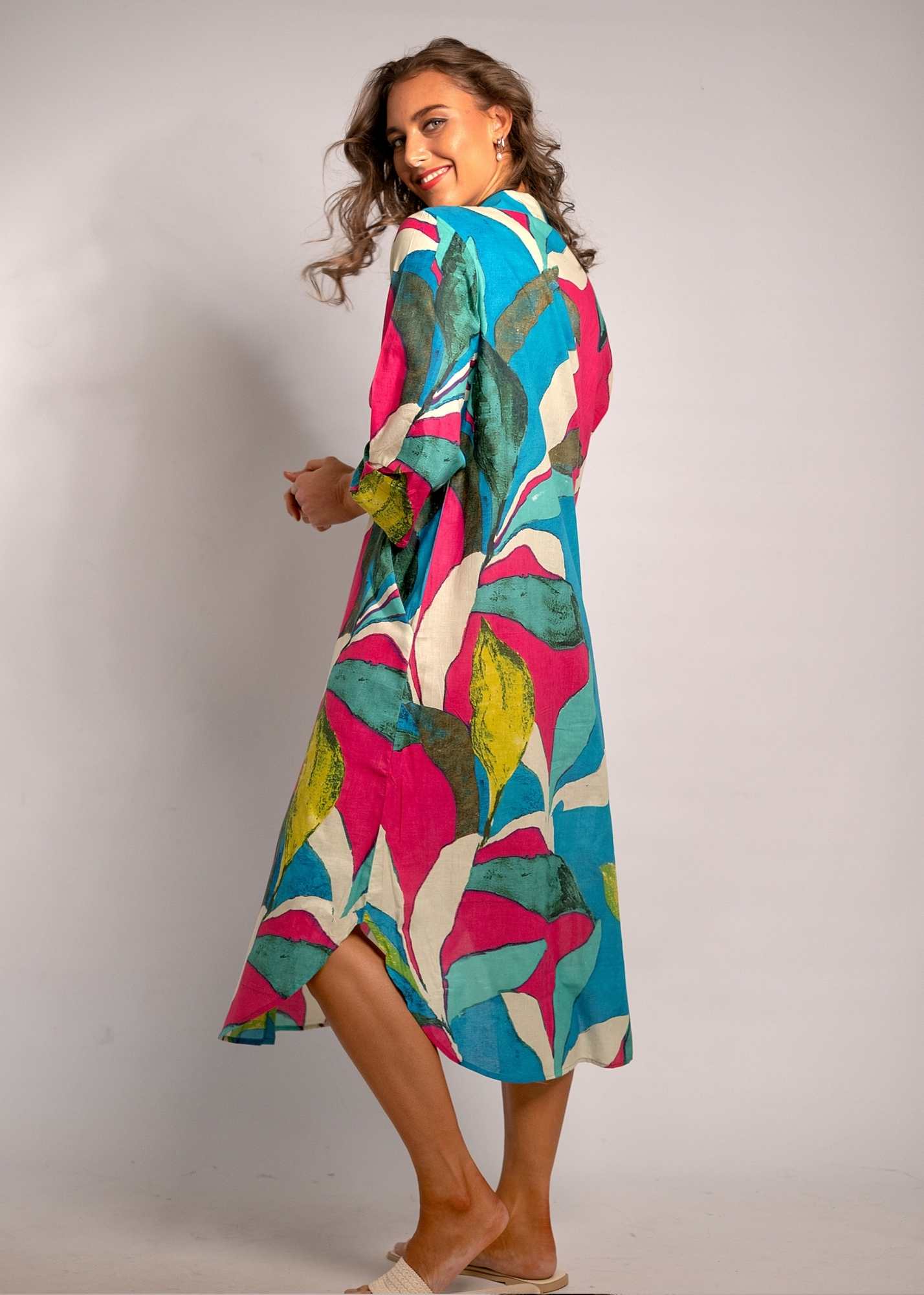 Laura Shirt Dress in Pink Van Gogh