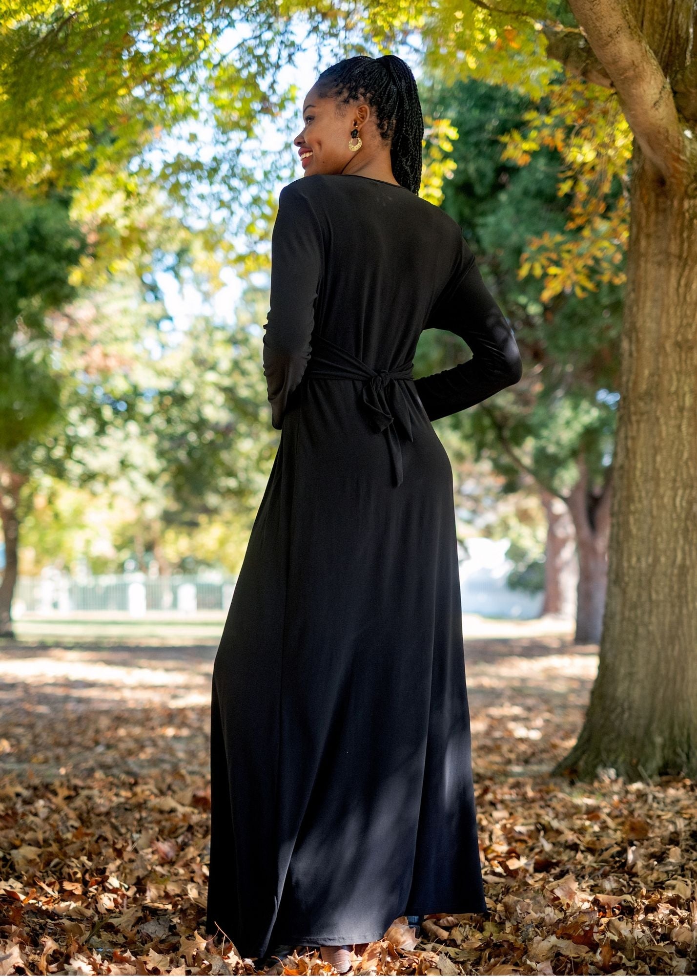 Paris knot dress, Black Long Sleeve