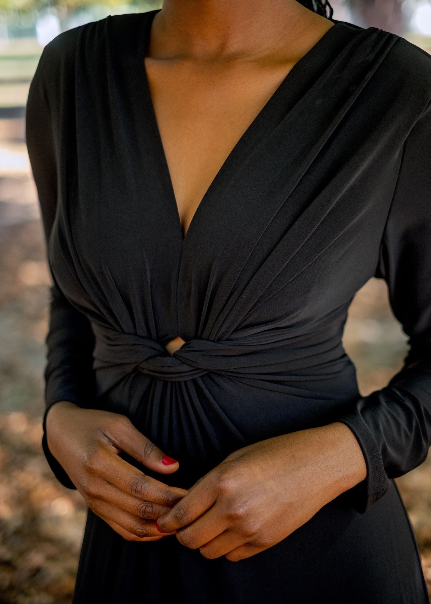 Paris knot dress, Black Long Sleeve