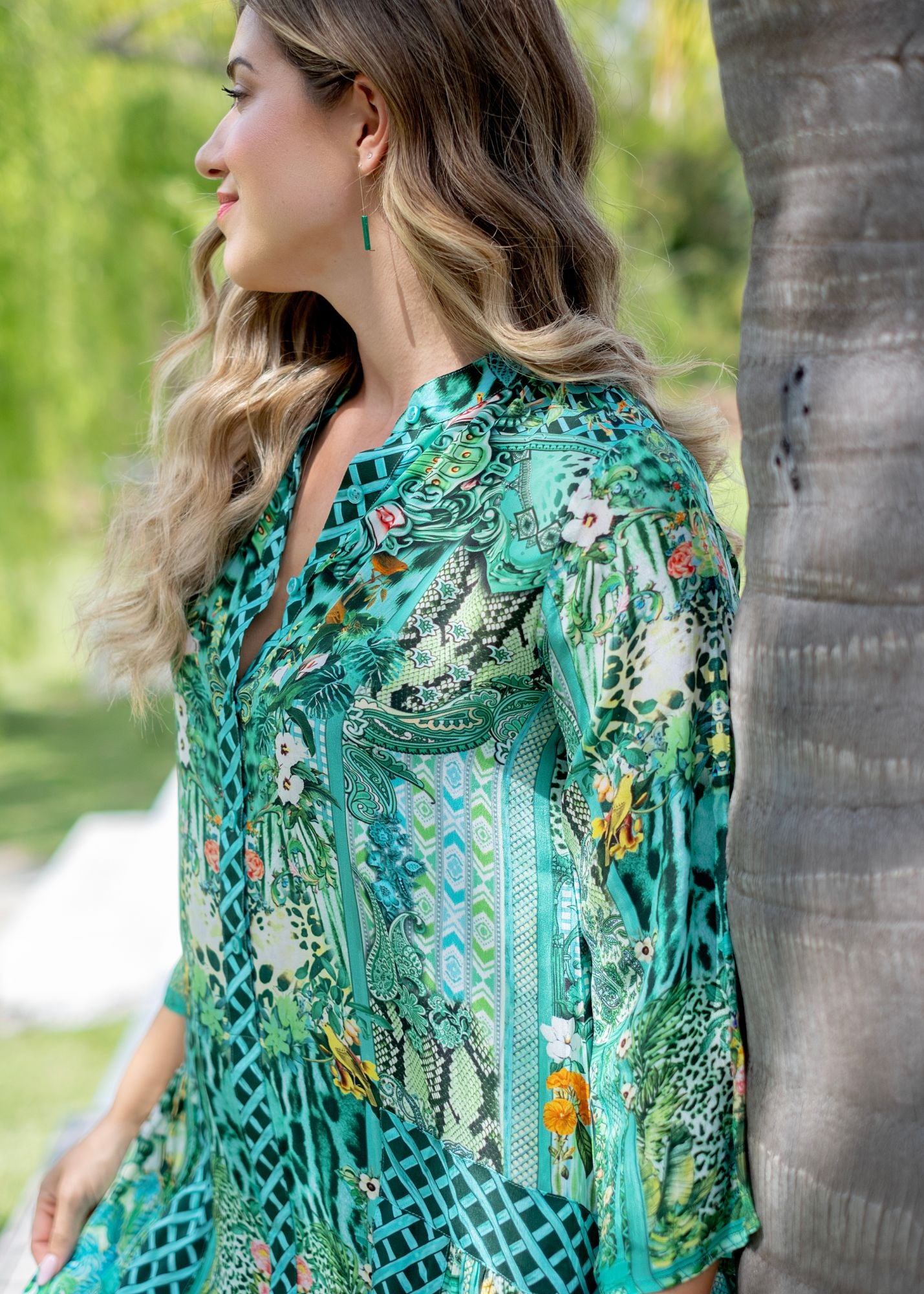 Amalfi Dress in Green Garden