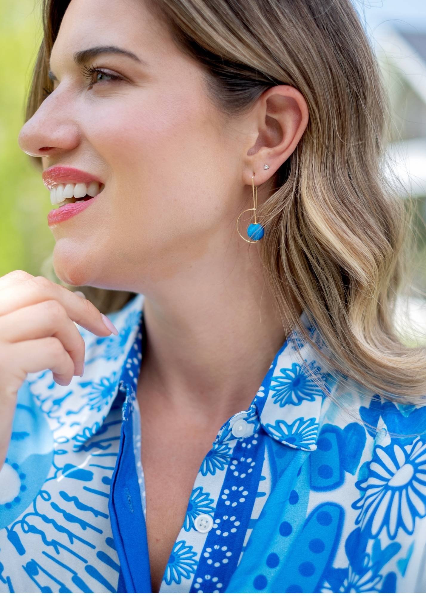 Peony Pants Suit Blue Circles