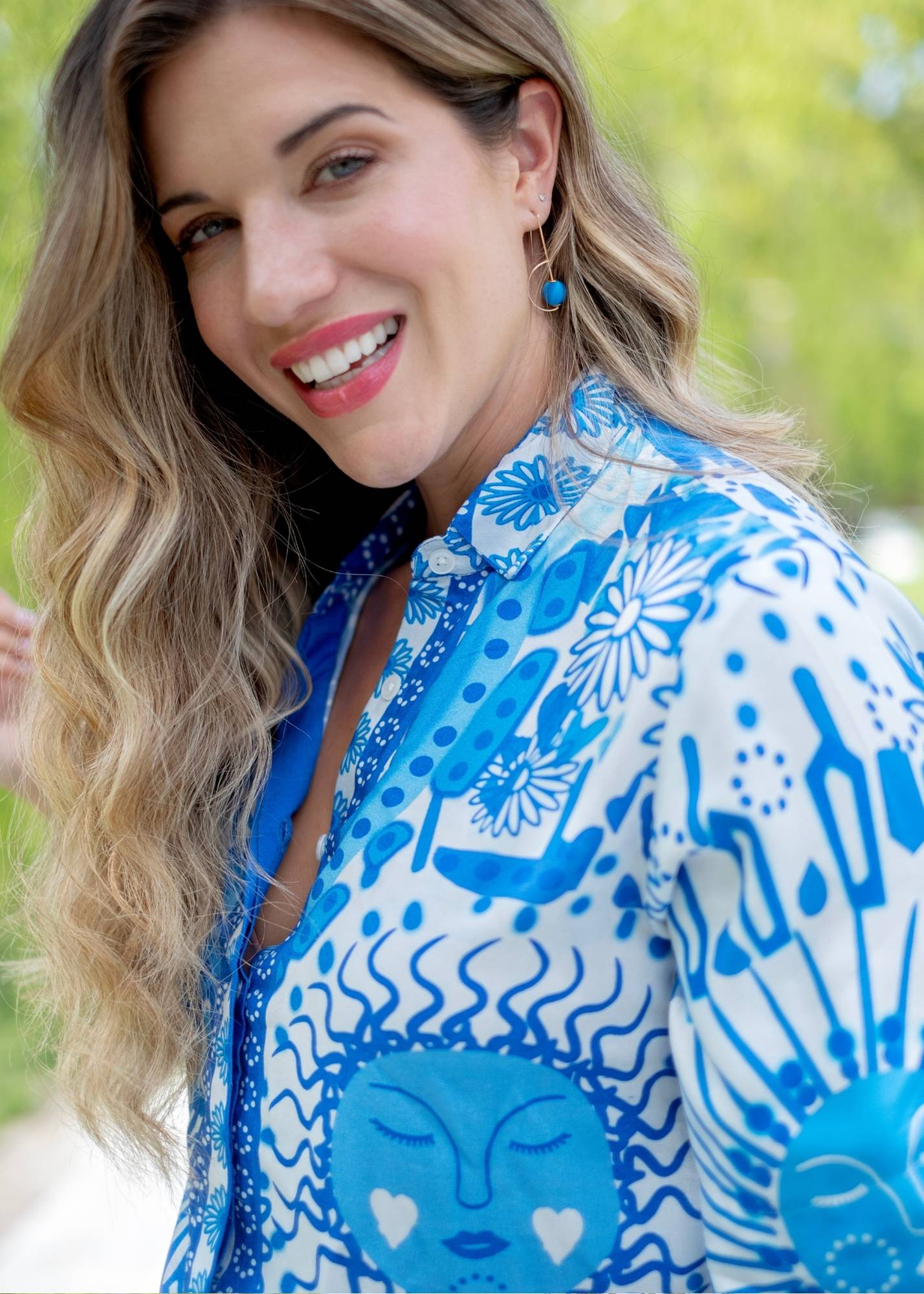 Peony Pants Suit Blue Circles