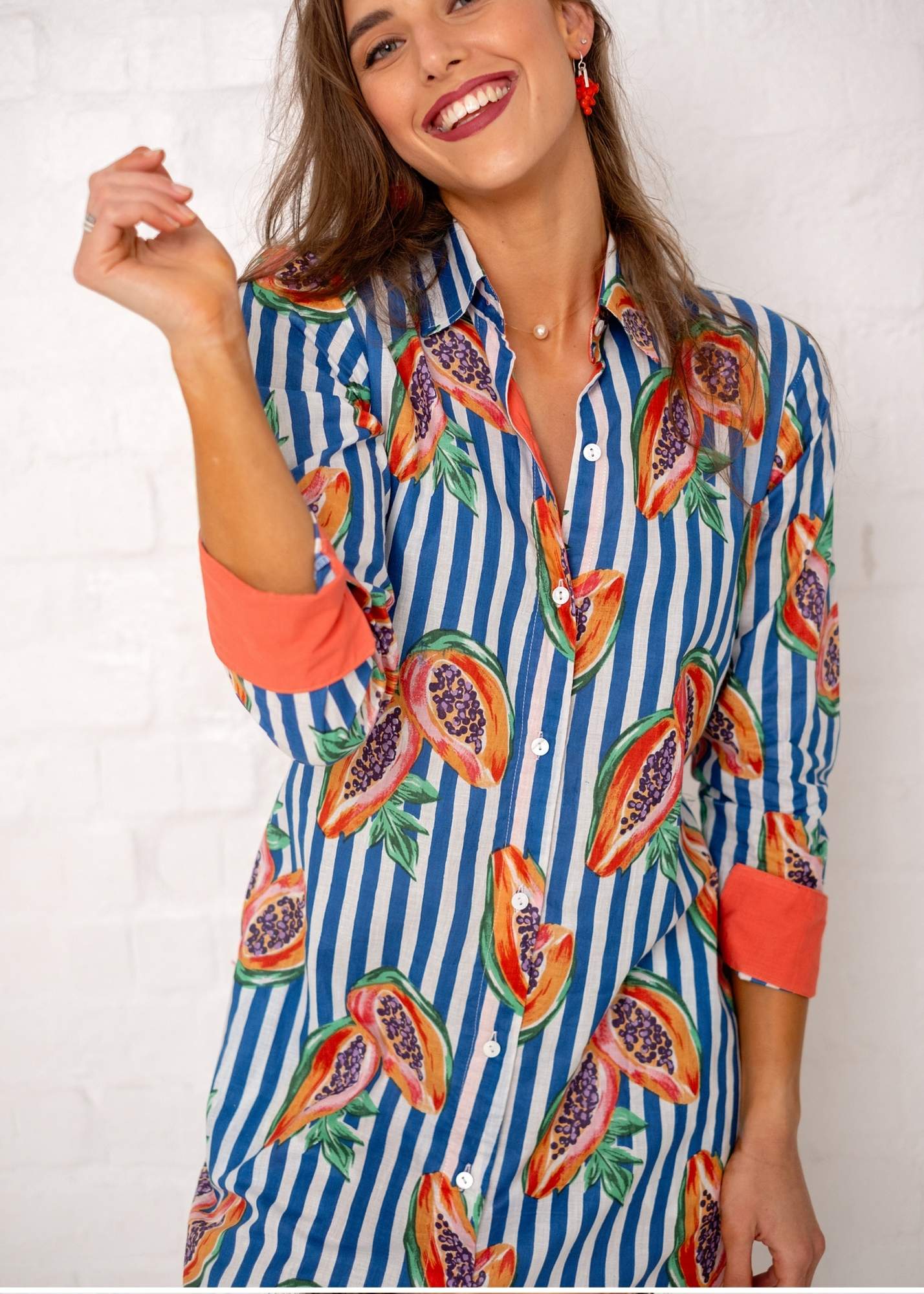 Emma dress in Blue Papaya Candy Stripes