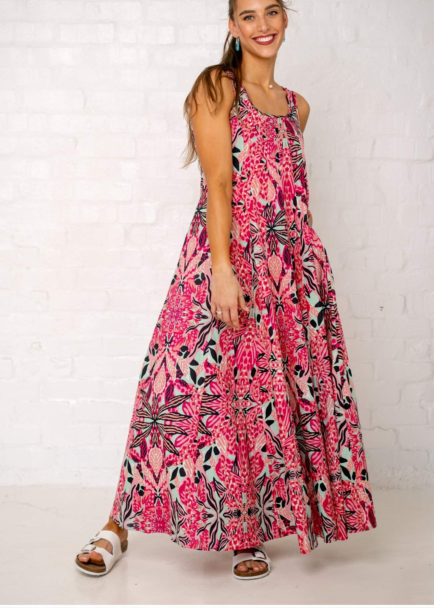 Tam Dress, Pink and Turquoise Print