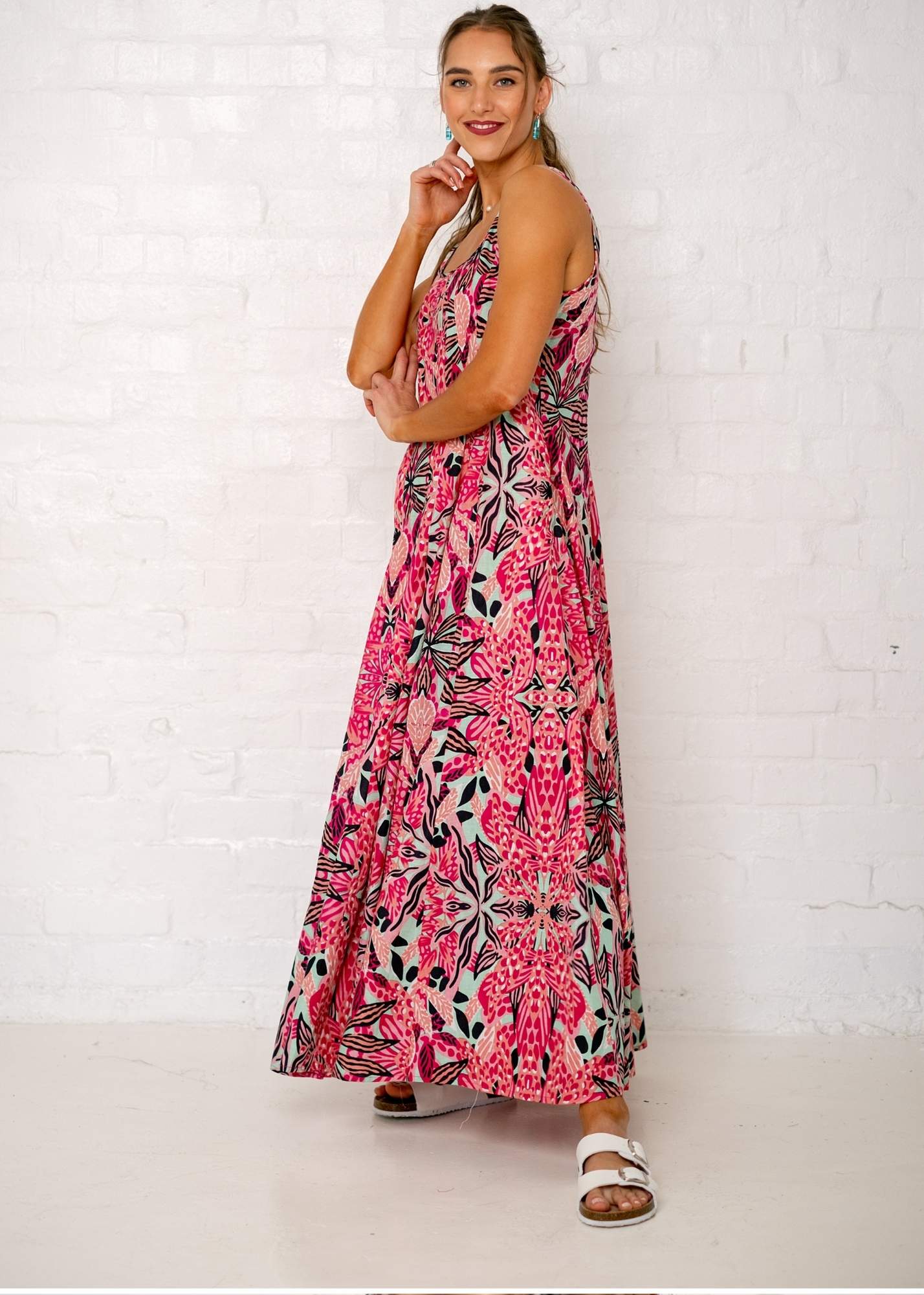 Tam Dress, Pink and Turquoise Print