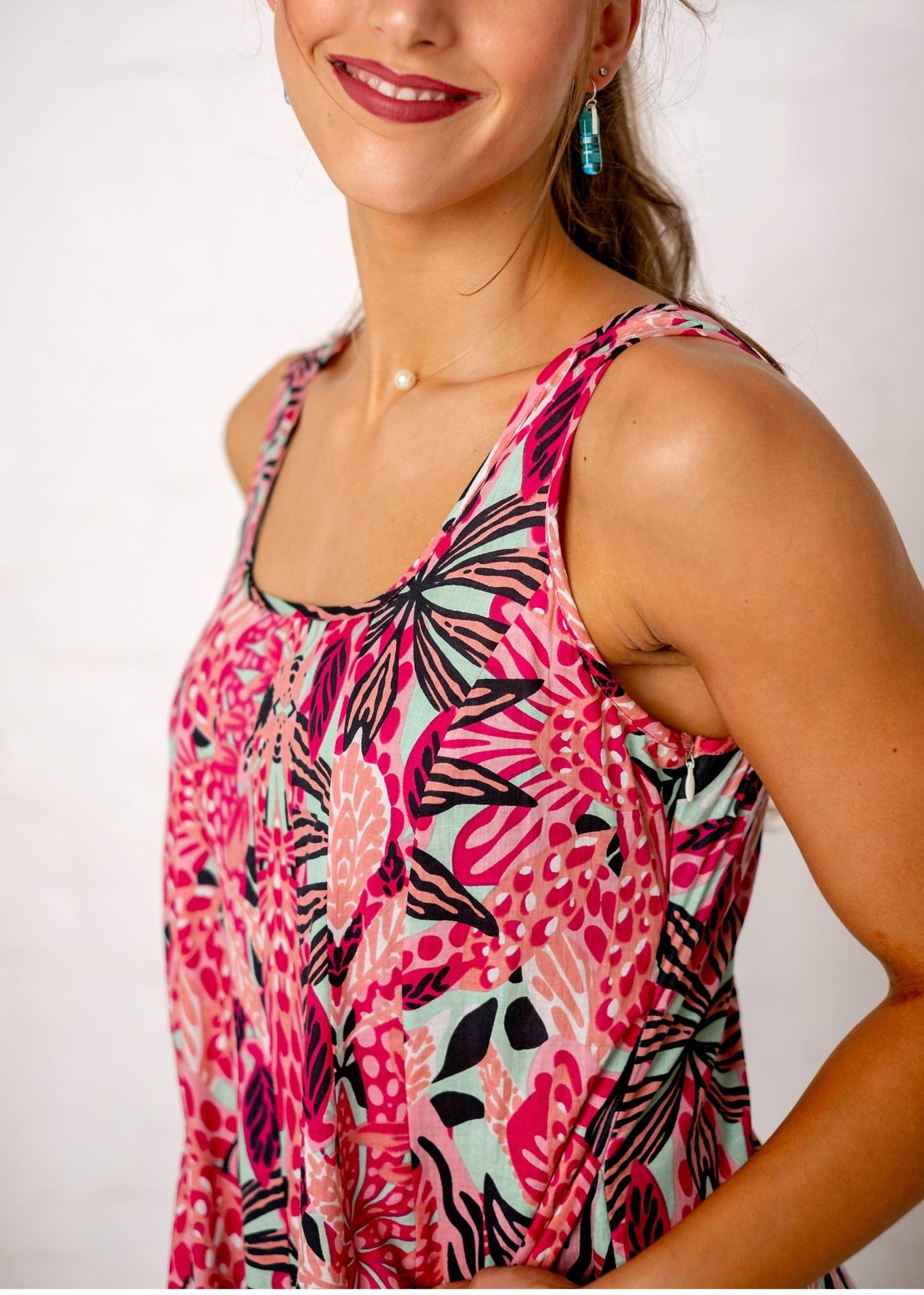 Tam Dress, Pink and Turquoise Print