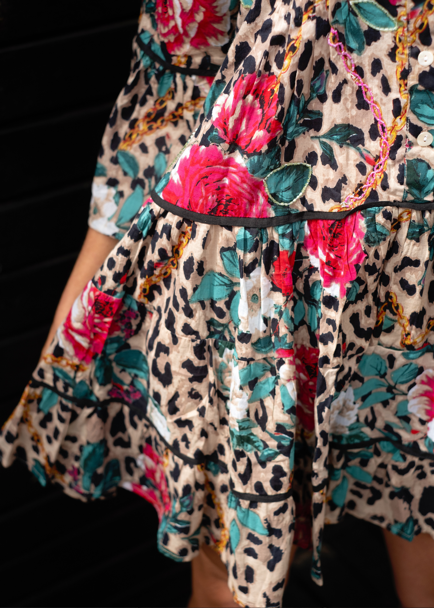 La Rosa Leopard Tiered Mini Dress