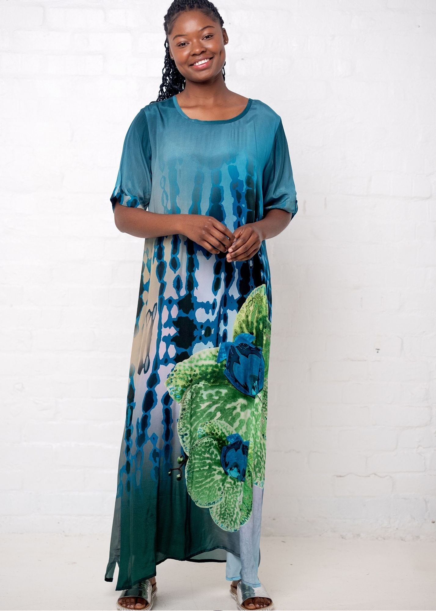 Cassidy Dress in Teal Orchid