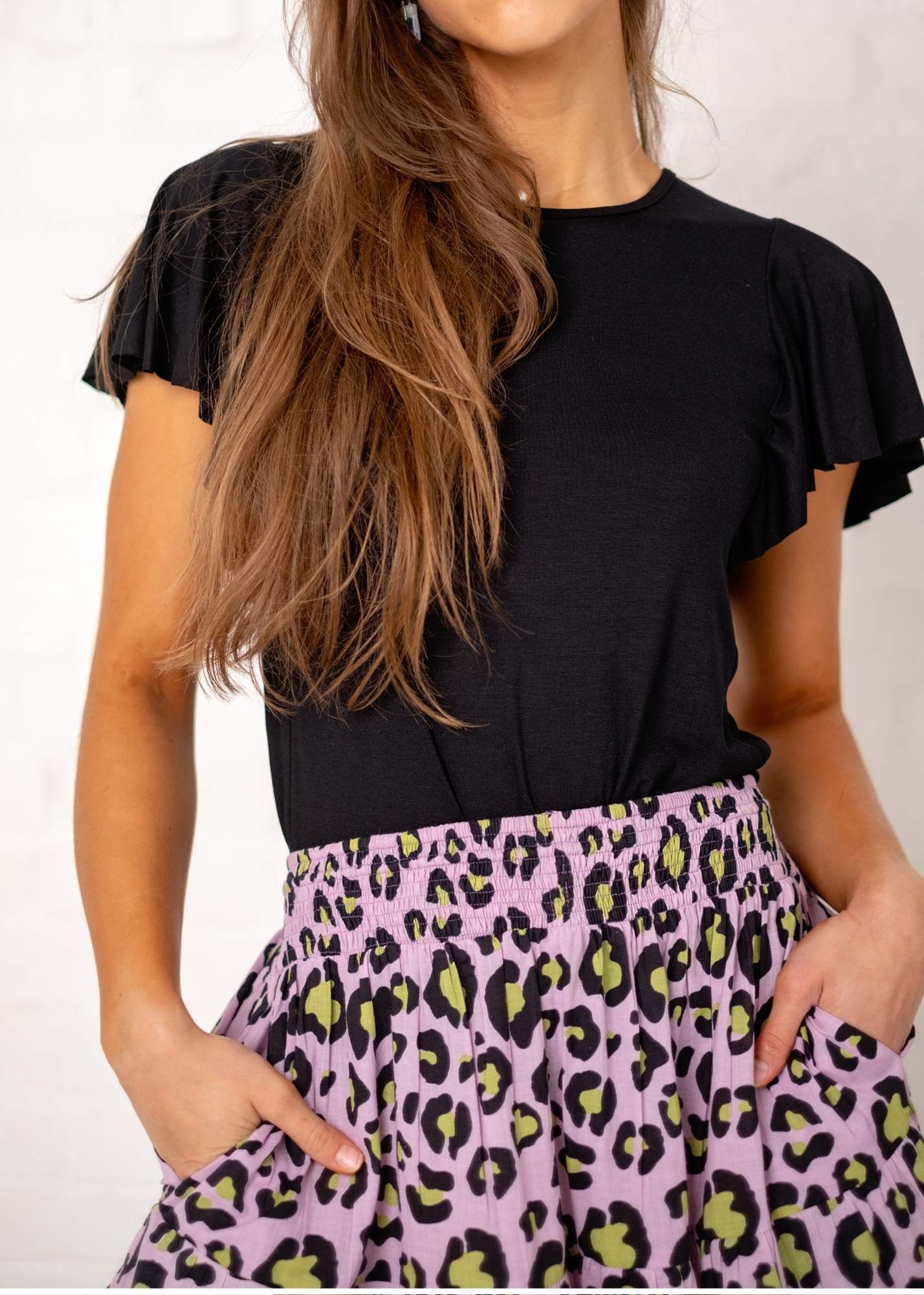 Kira skirt in Purple and Lime Animal Safari
