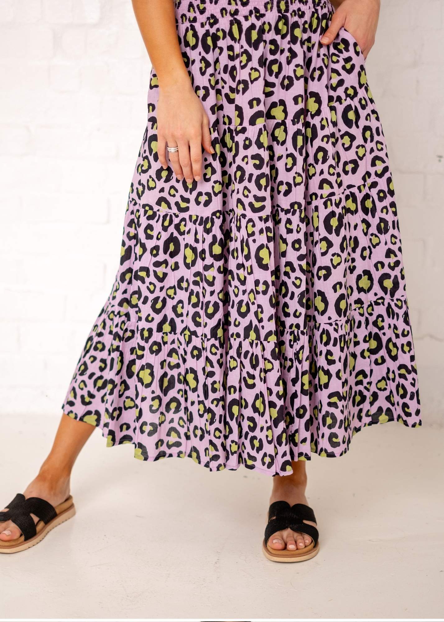 Kira skirt in Purple and Lime Animal Safari