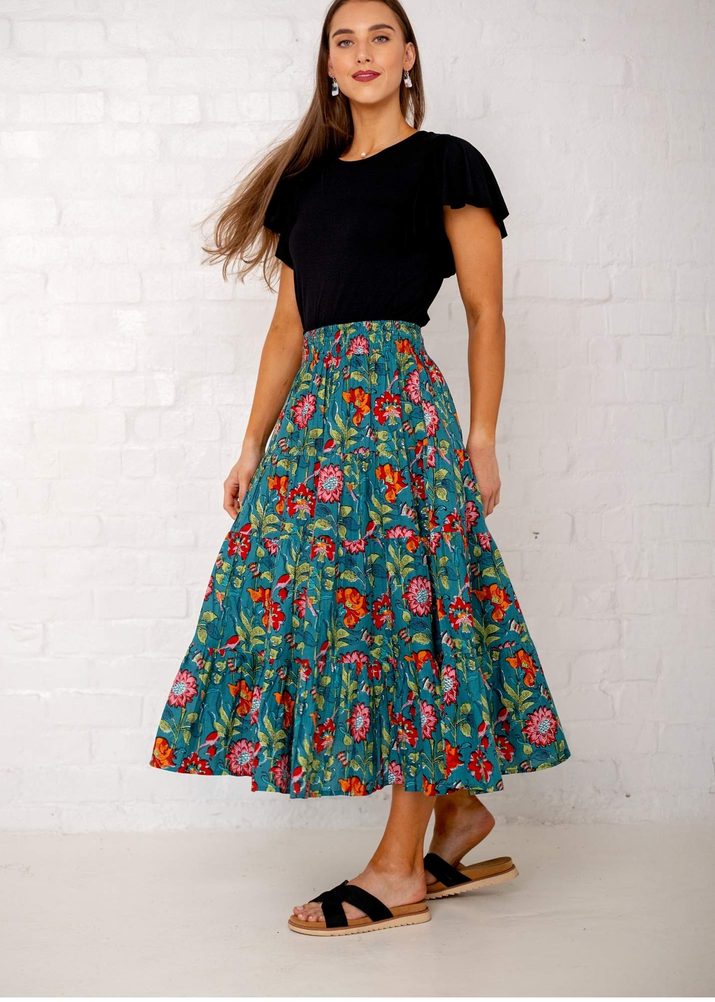 Kira skirt in Teal Floral Available