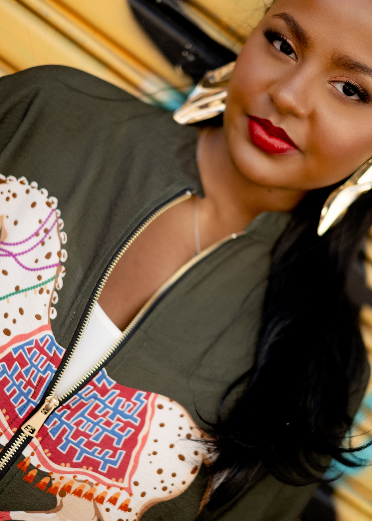 Sienna Bomber Jacket - Olive Carousel Print