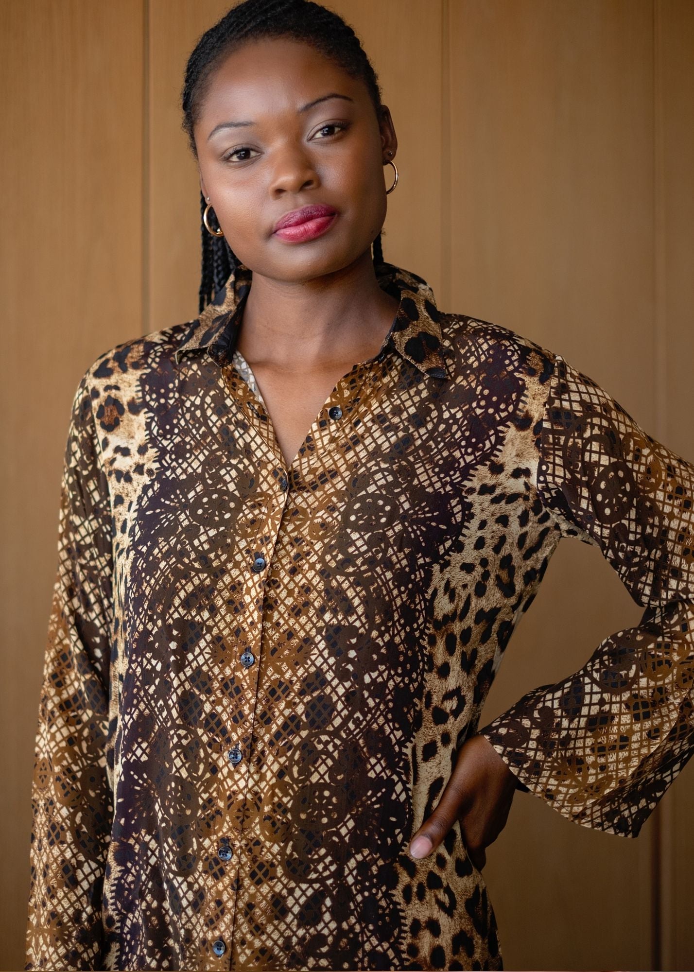 Delia Dress in Brown Safari