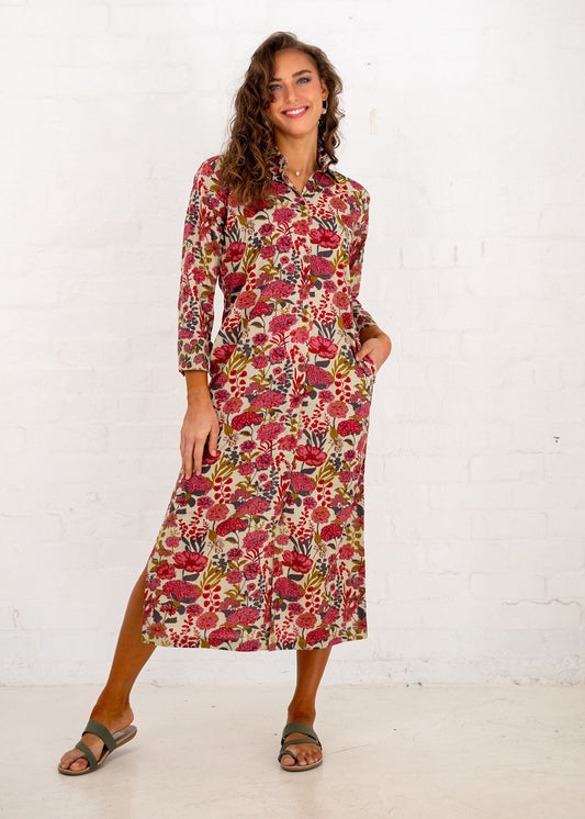 Emma dress in Dark Pink Floral