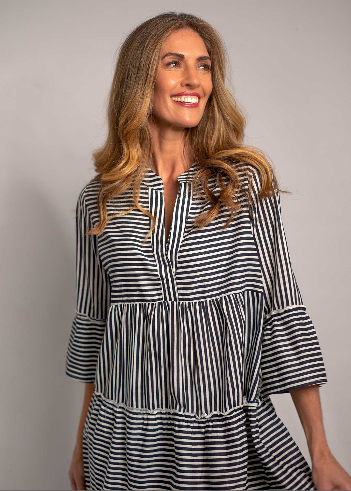Loretta, Black and White Pinstripe