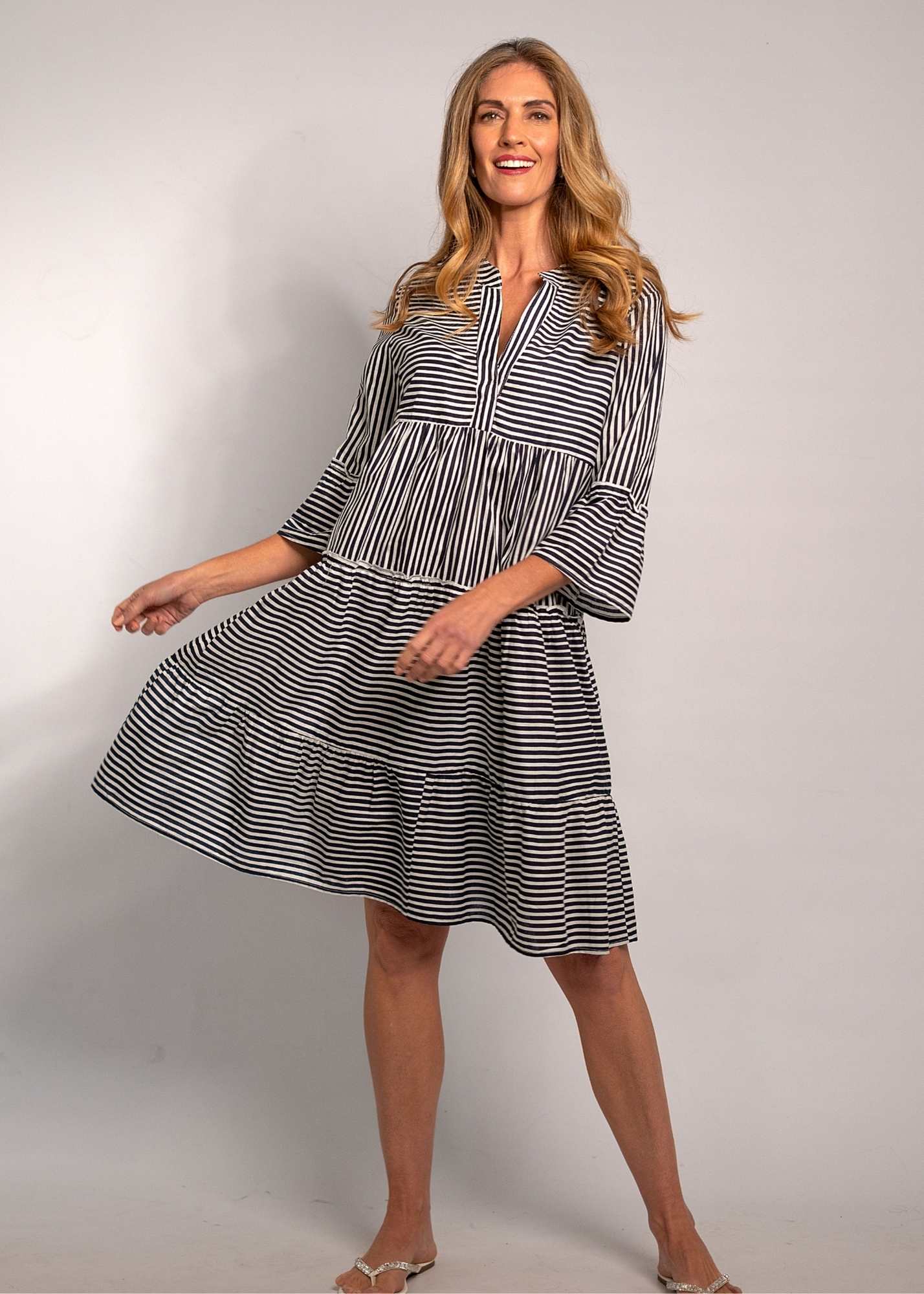 Loretta, Black and White Pinstripe