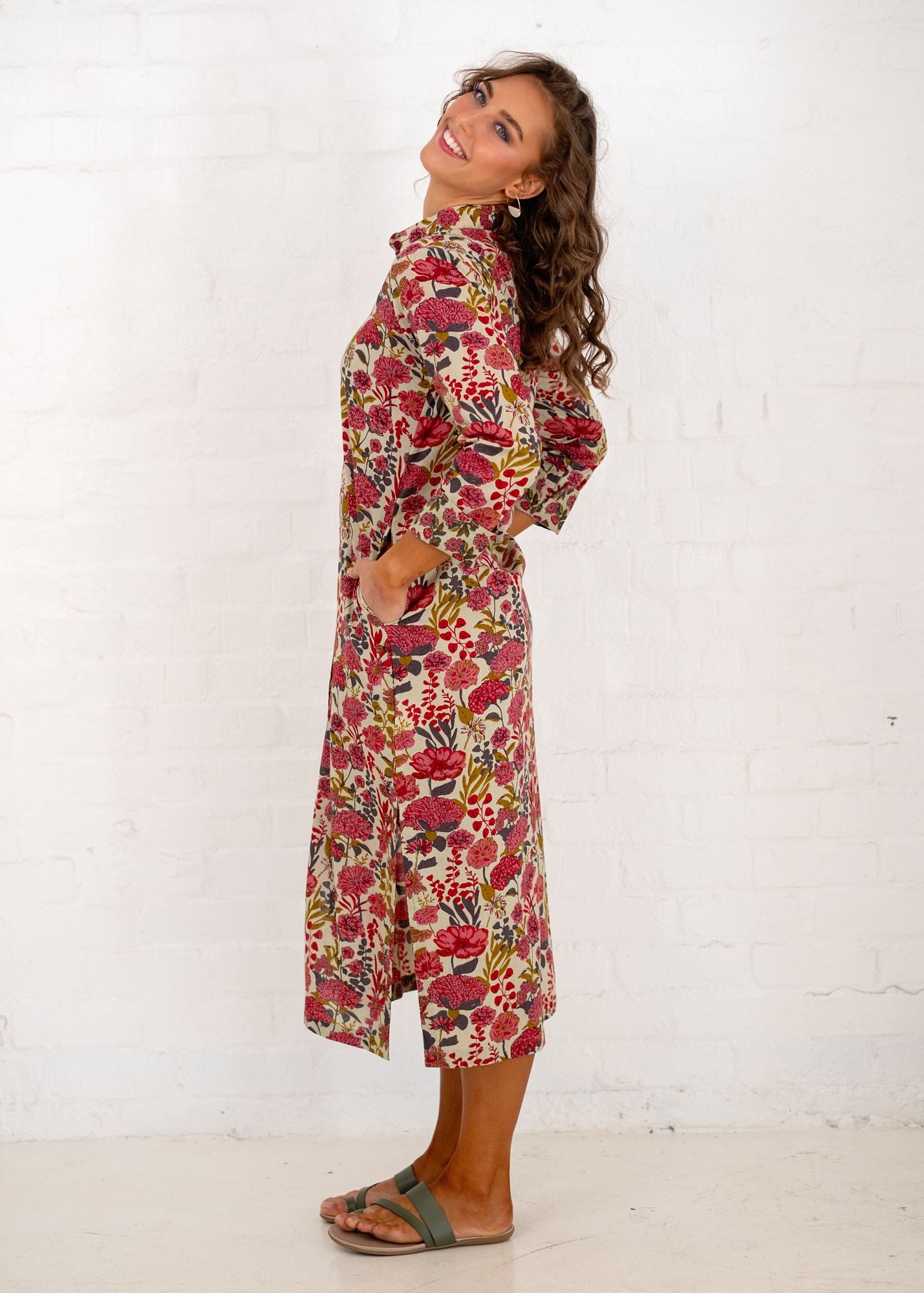 Emma dress in Dark Pink Floral