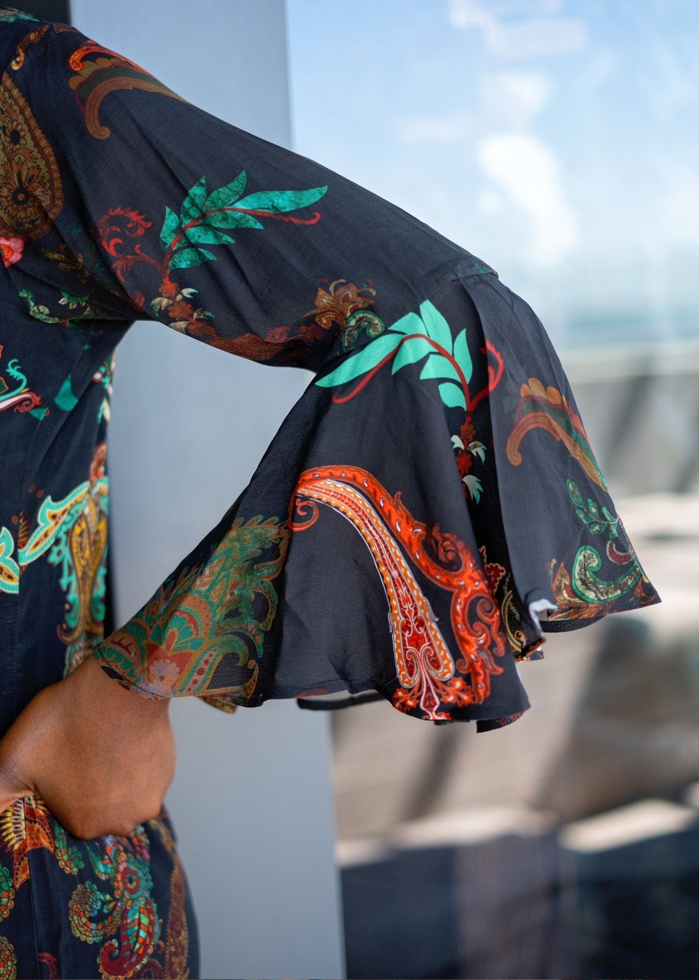 Angelica Dress in Black Paisley