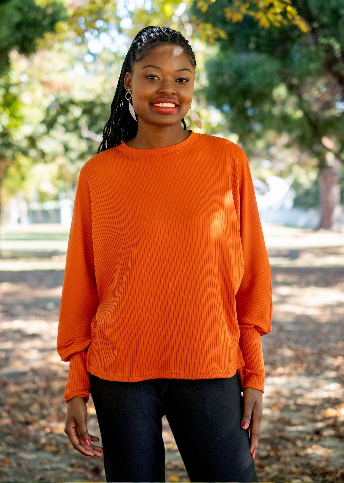 Round Neck Sweater Top, Rust