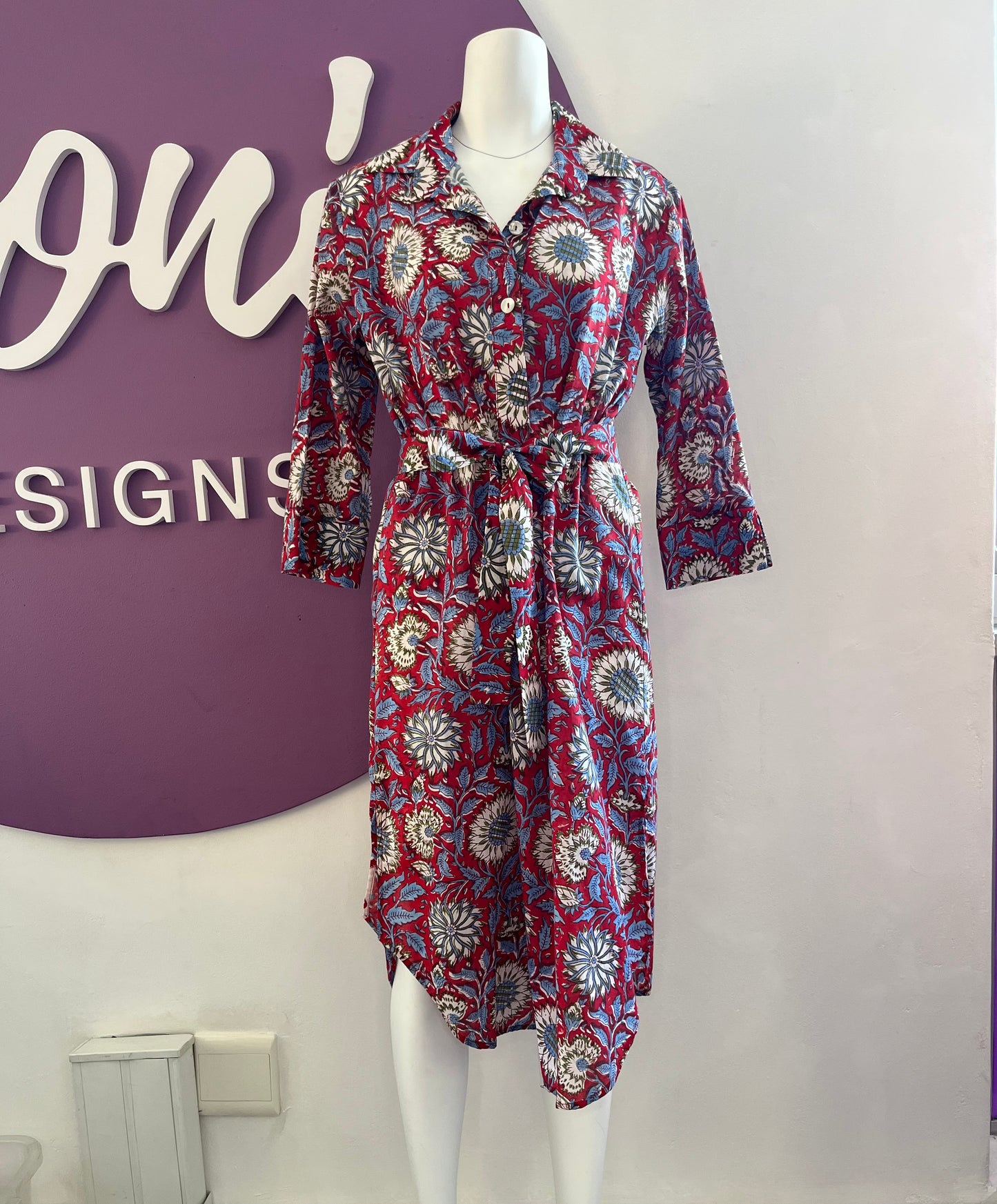 Gaby shirt dress, Red floral