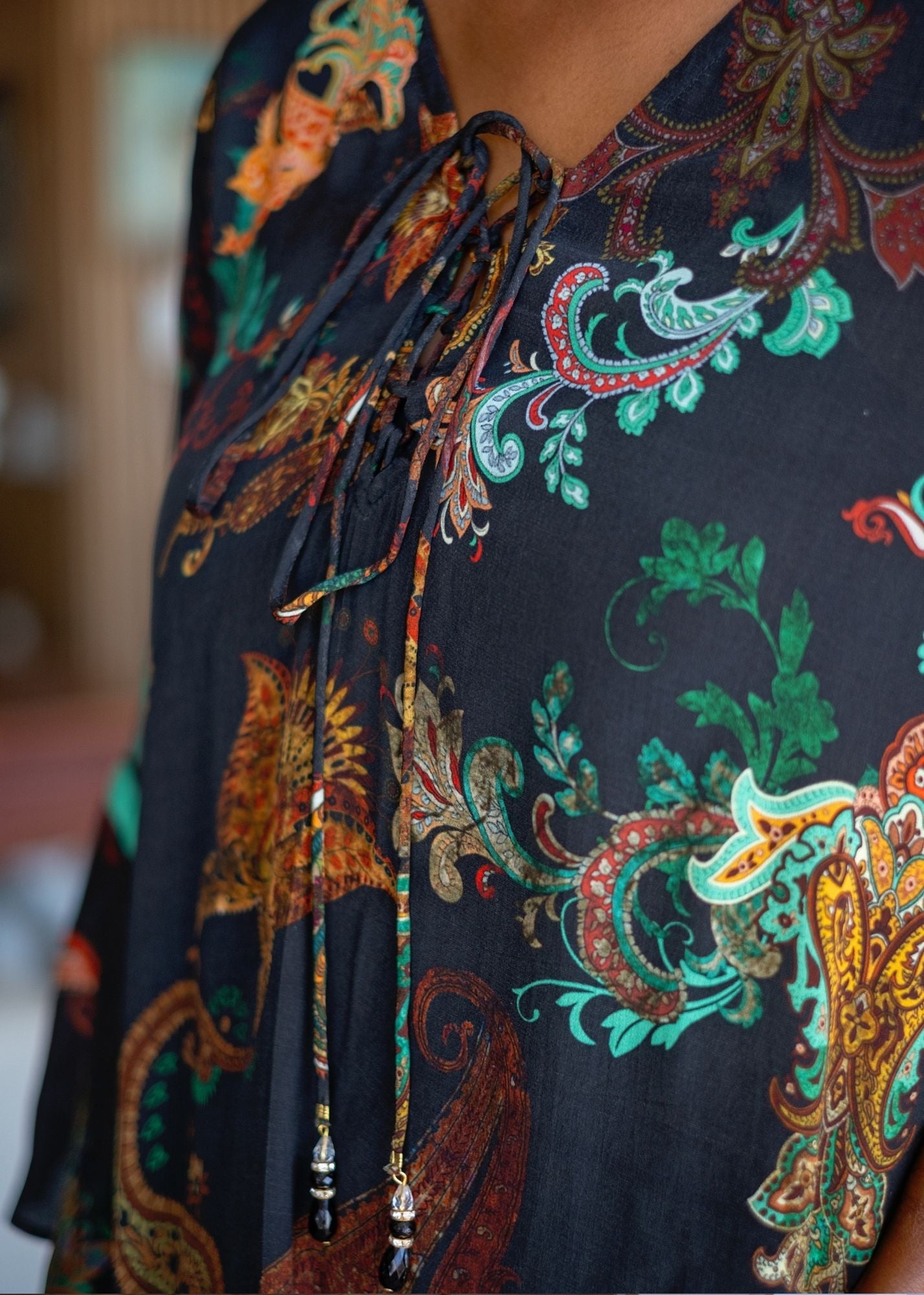 Angelica Dress in Black Paisley