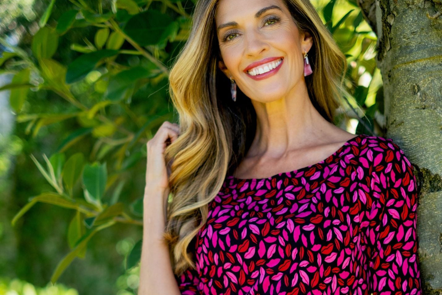 Boat Neck Dress, Pink and Black