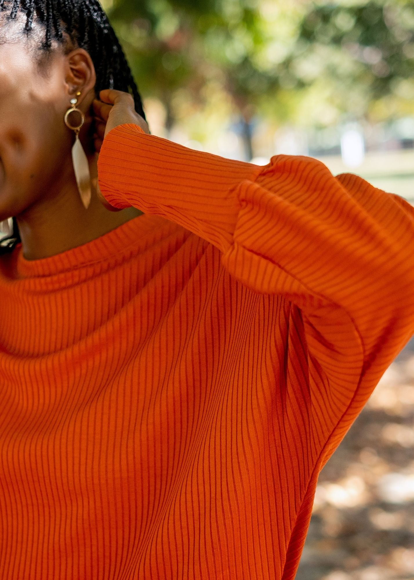Round Neck Sweater Top, Rust