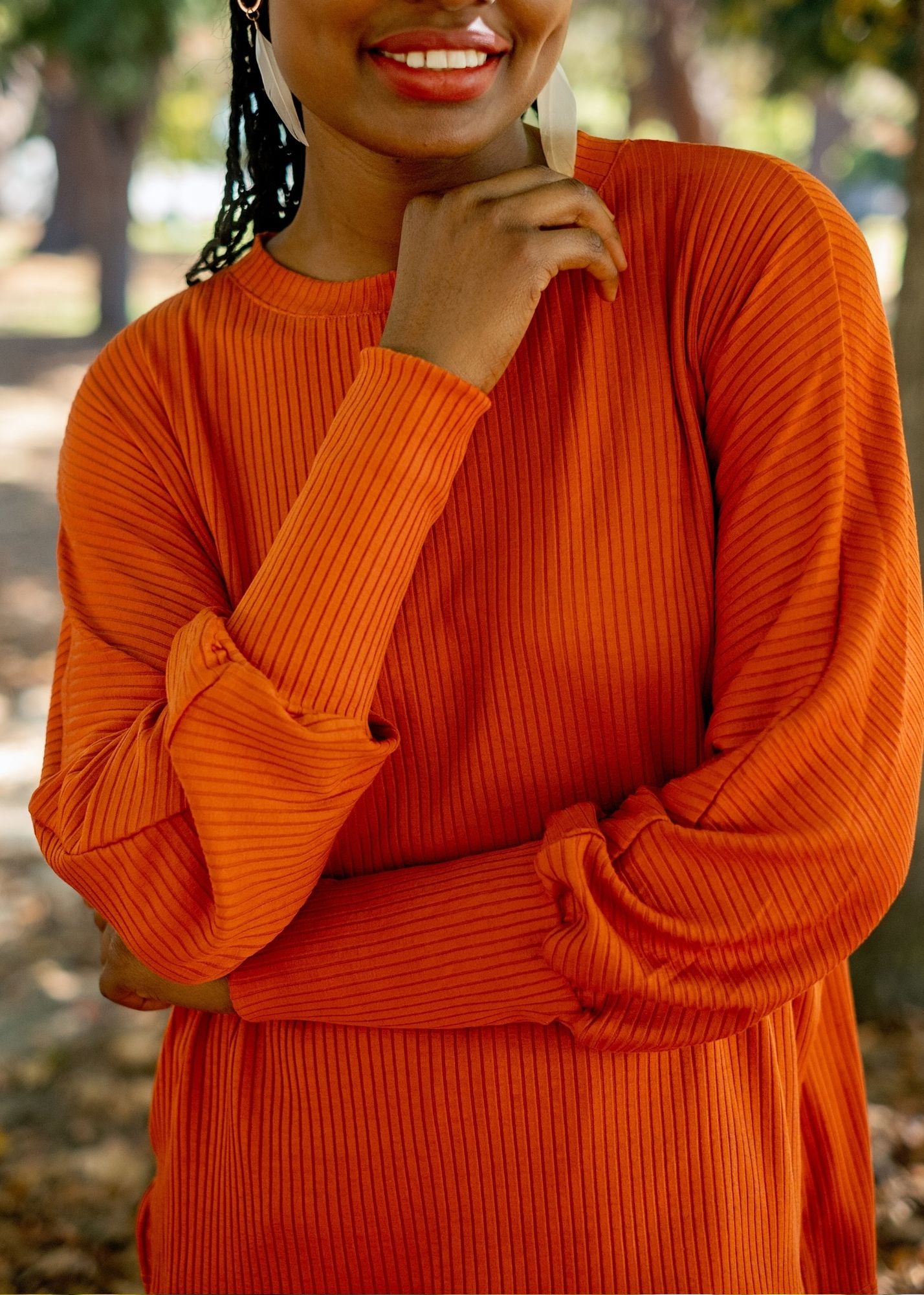 Round Neck Sweater Top, Rust