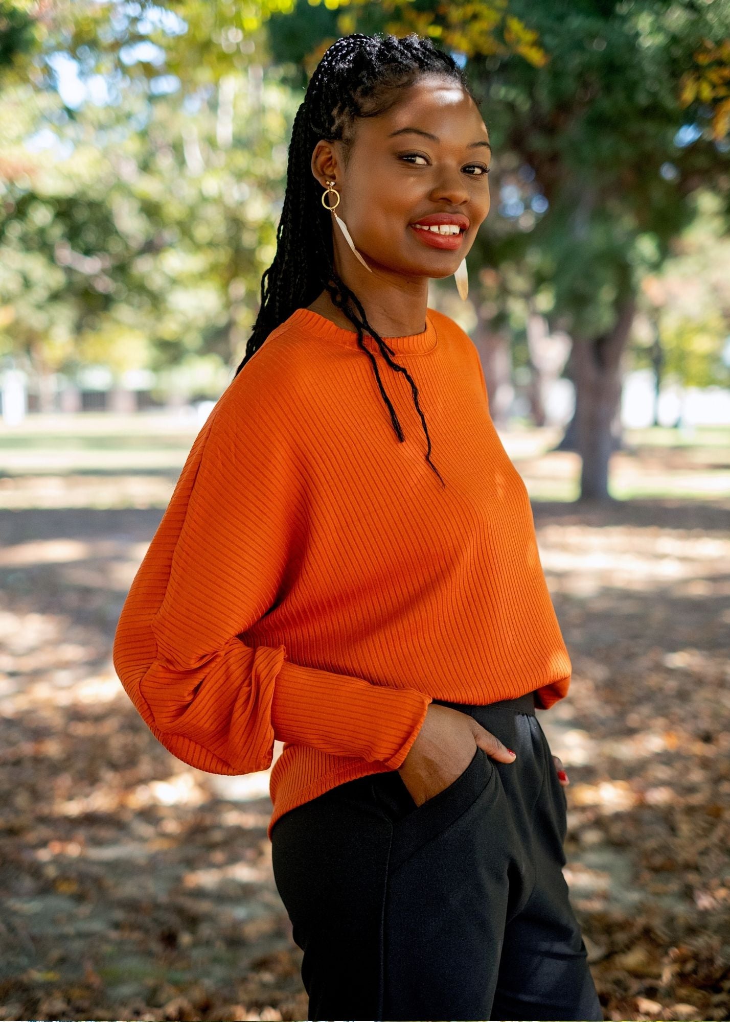 Round Neck Sweater Top, Rust