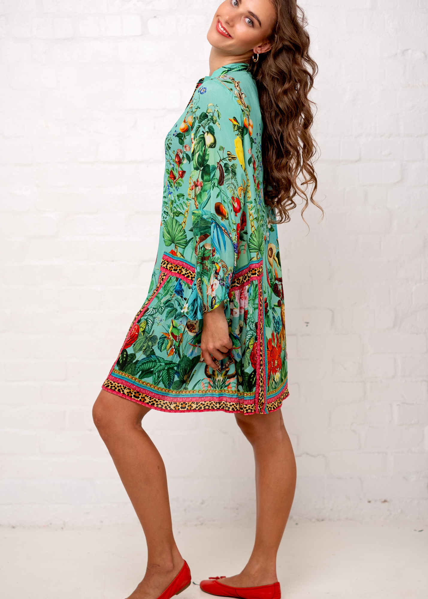 Amalfi Dress in Seagreen Lion