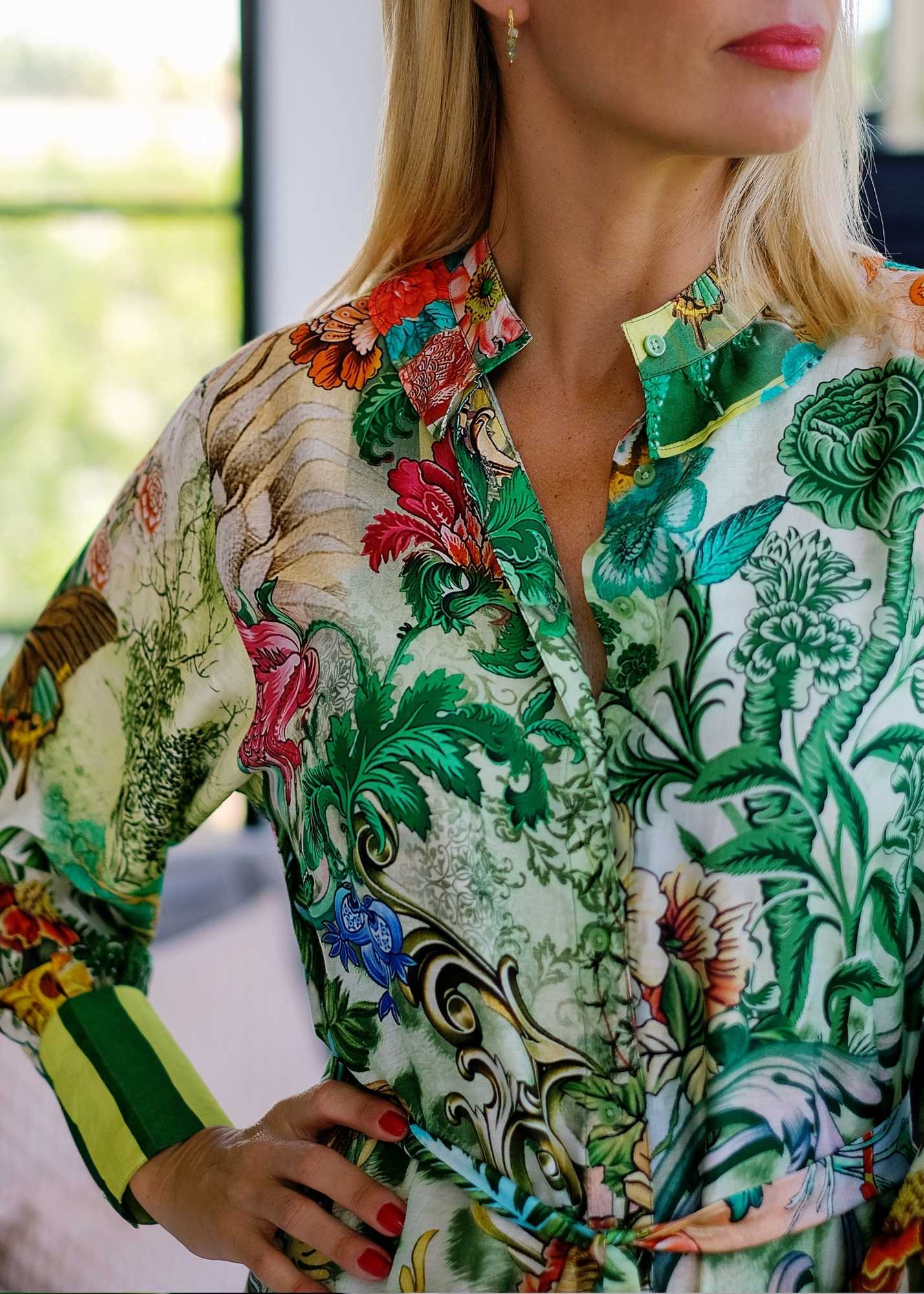 Euphoria Gown in Green jungle with border
