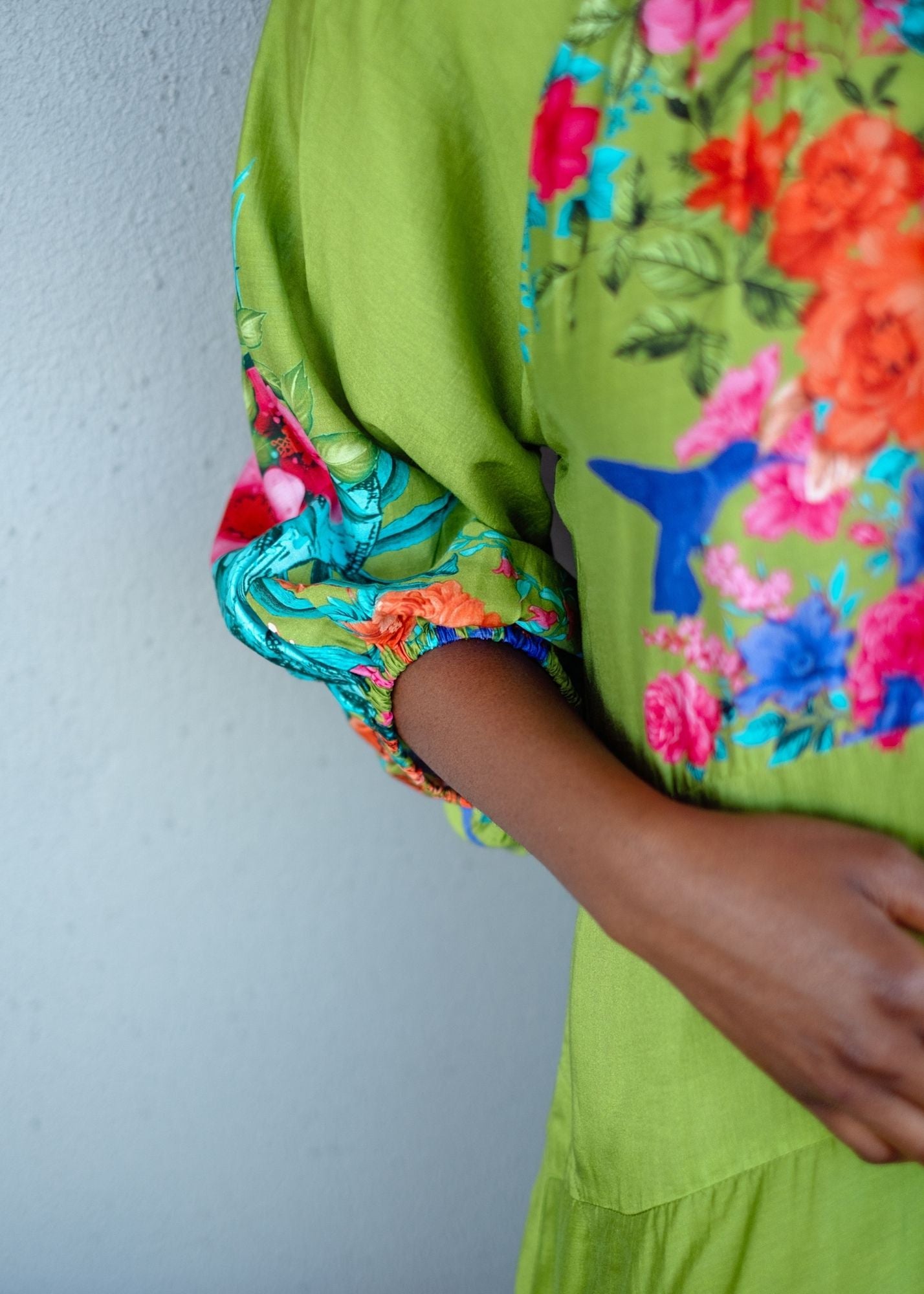 Juliana Dress in Green and Turquoise Floral