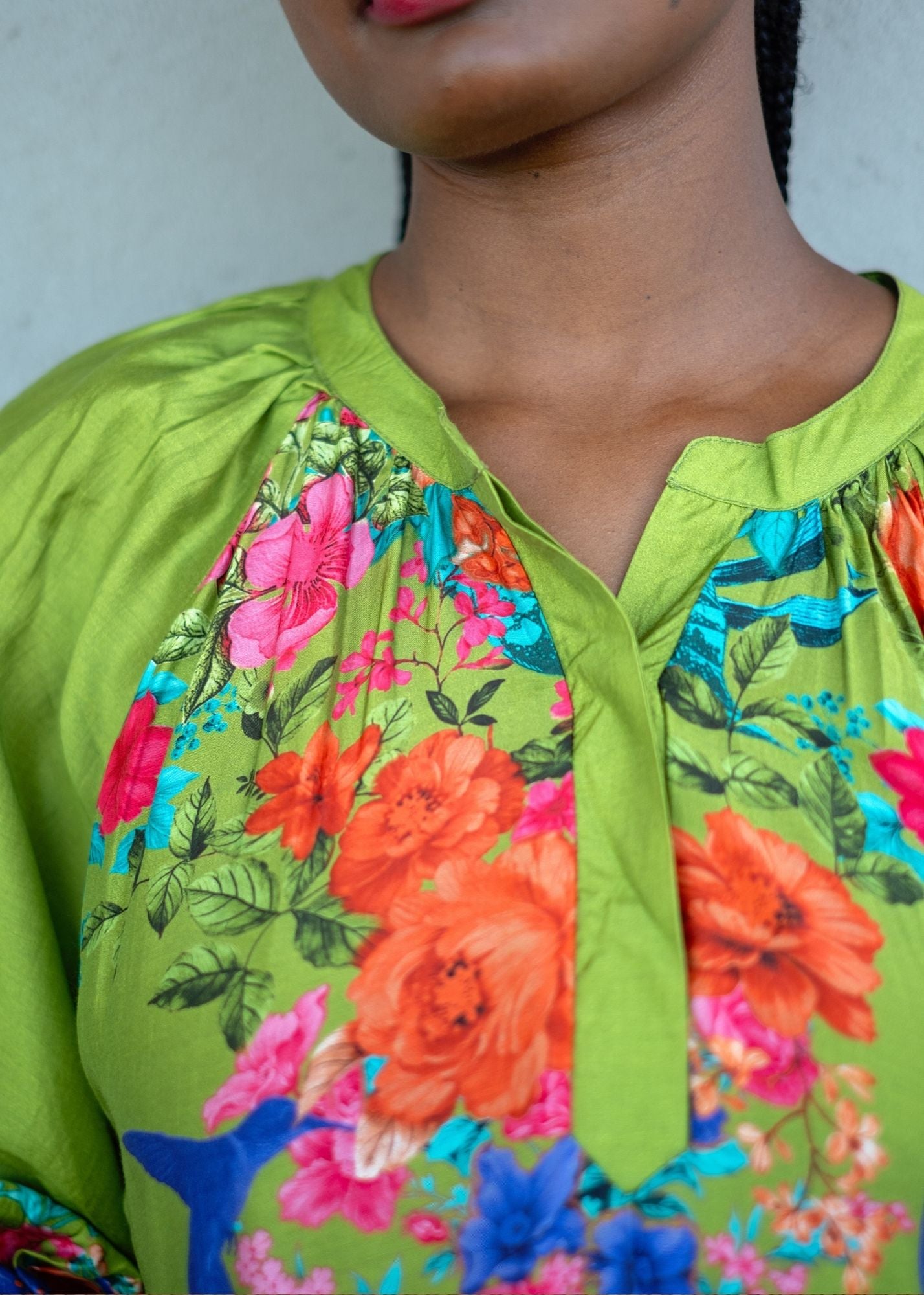 Juliana Dress in Green and Turquoise Floral
