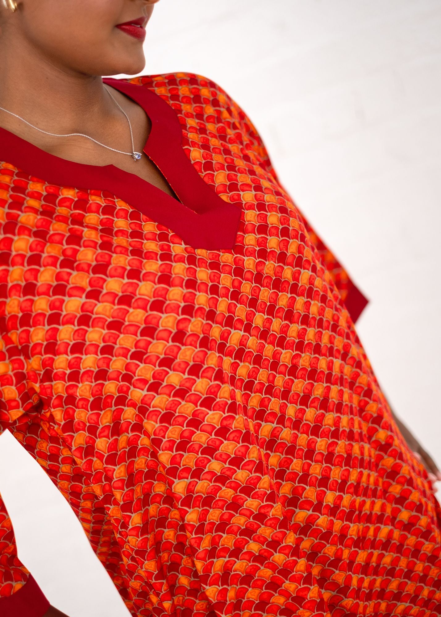 Princess Tunic dress in Orange & rust with contrast