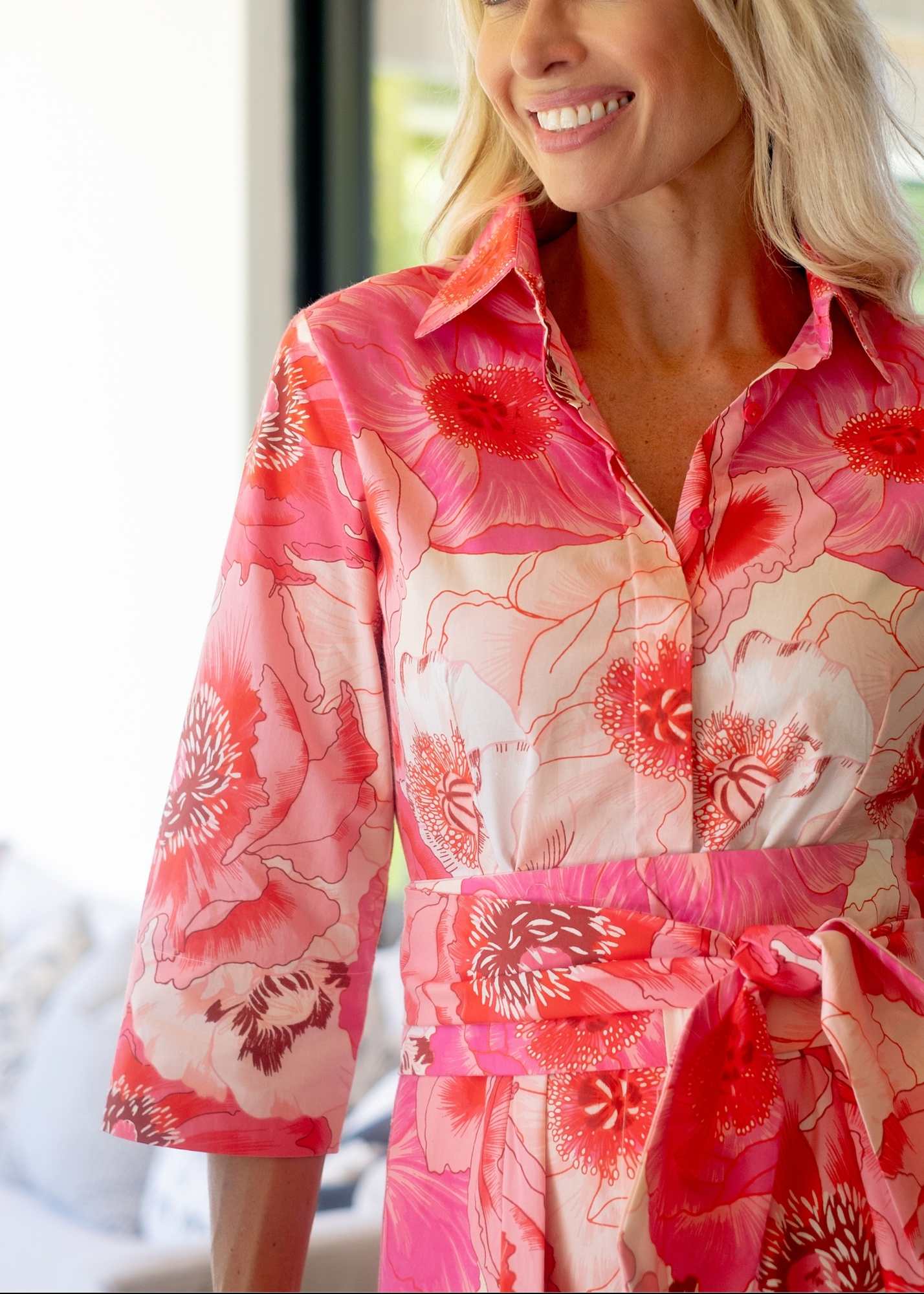 Marigold Dress in Coral Floral