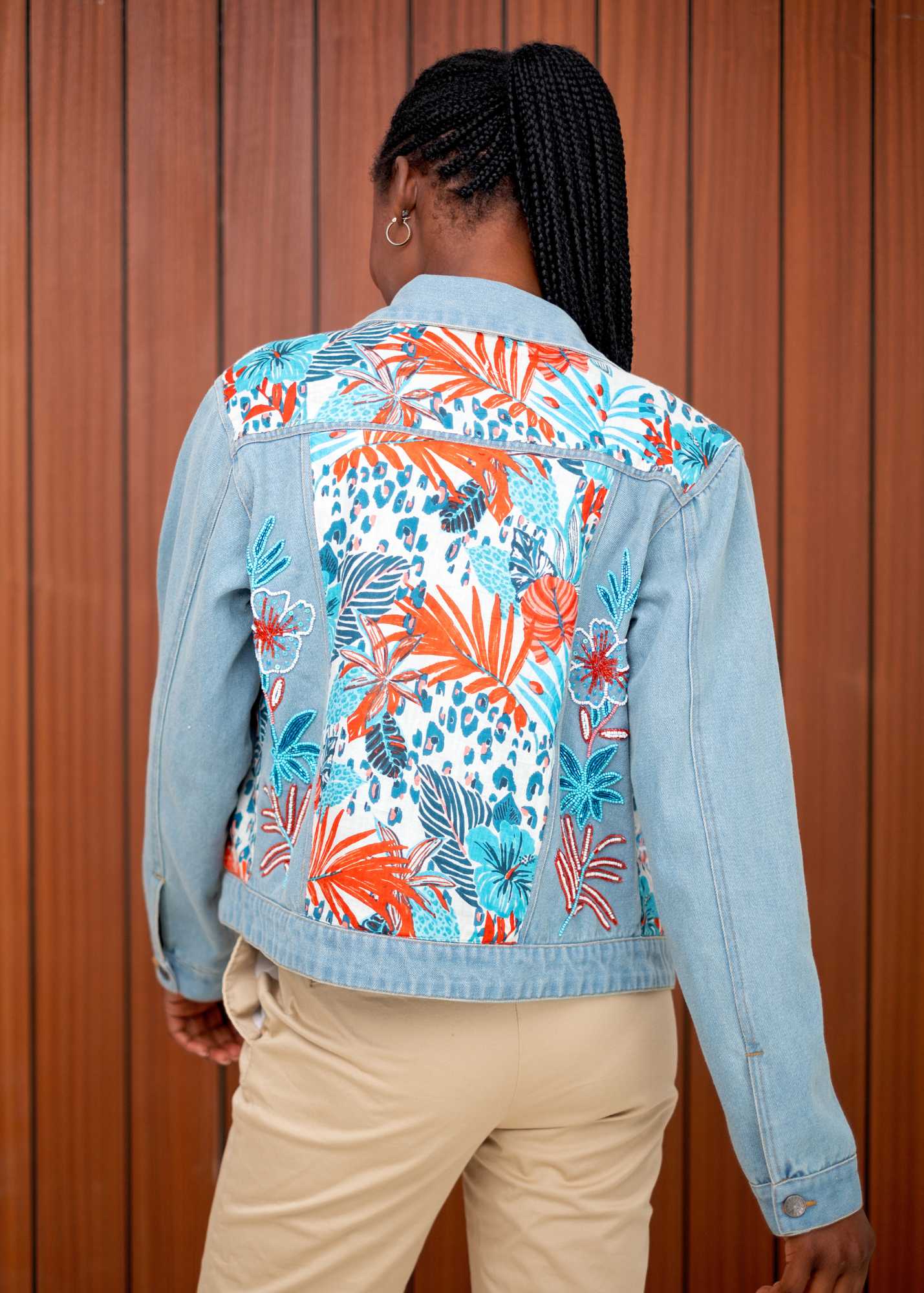 Denise Denim Jacket – Coral Bloom
