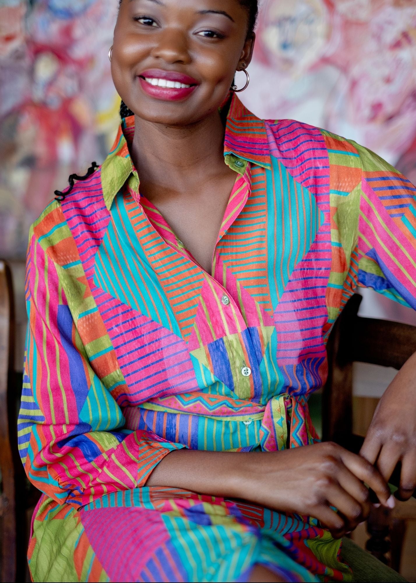 Leila Dress in Rainbow Stripes